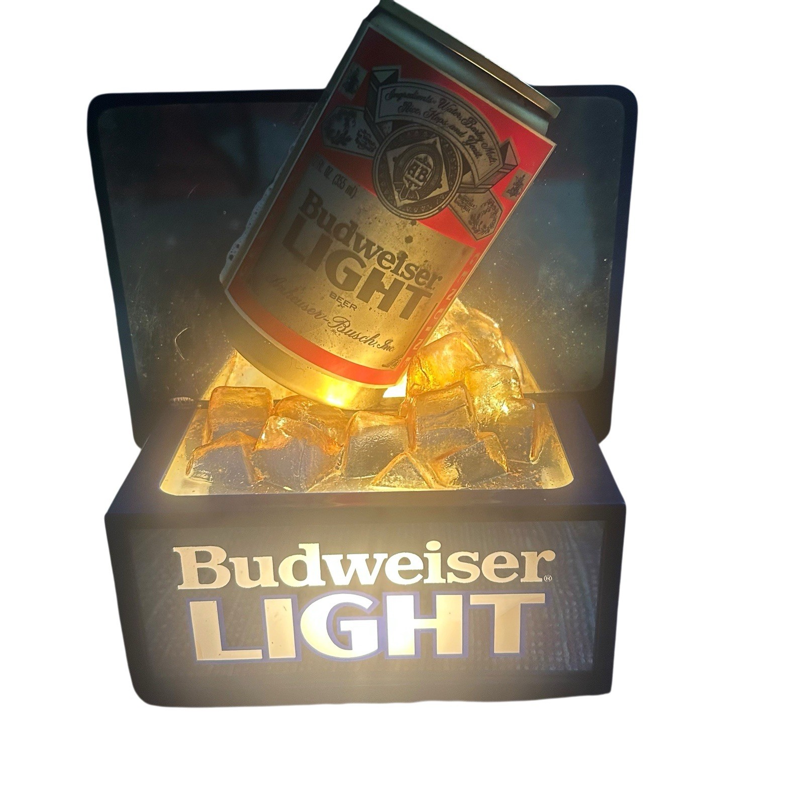 Vintage 1982-83 Budweiser Light Beer Can on Ice Sign Anheuser Busch Bud