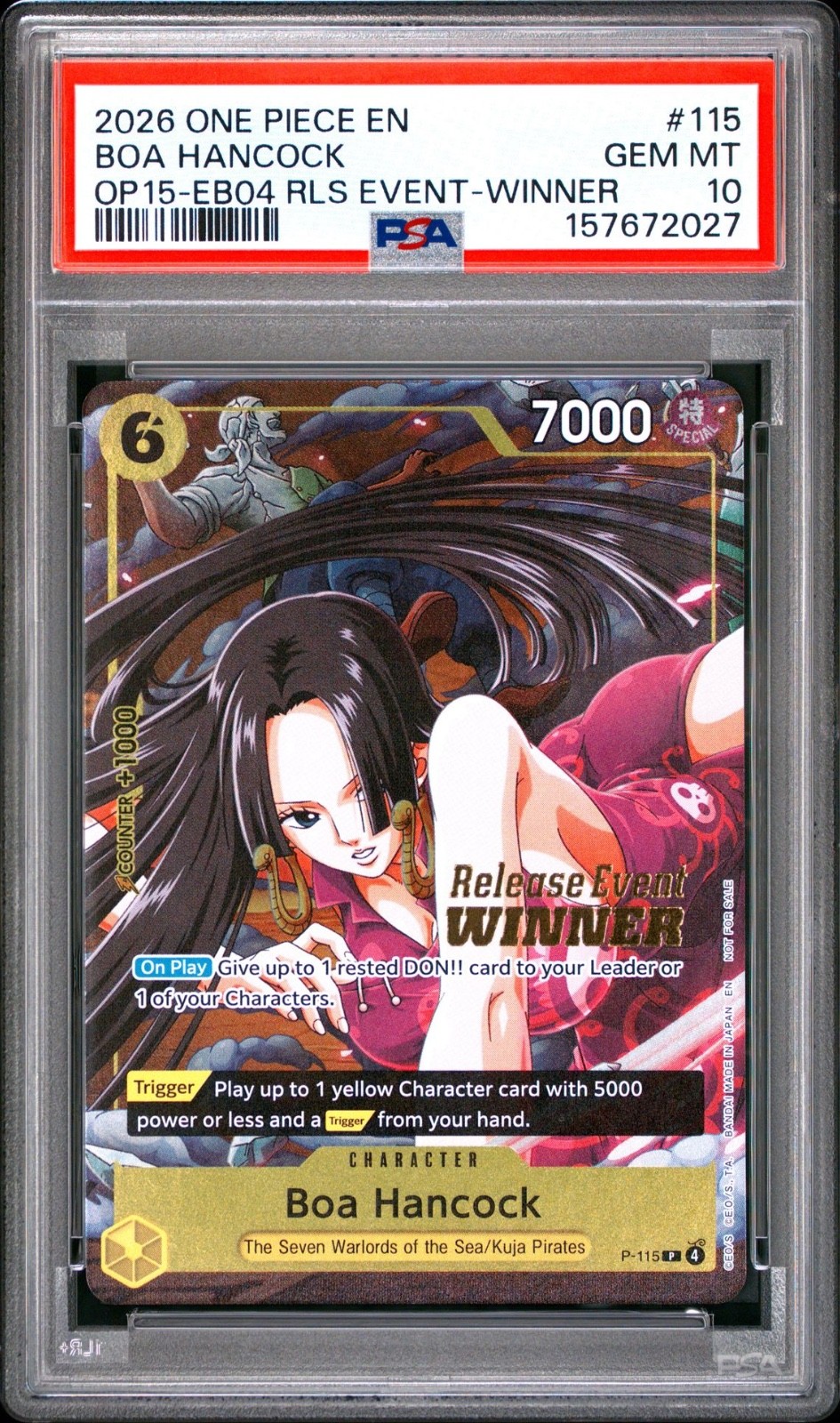 2026 ONE PIECE PROMOS #115 BOA HANCOCK RELEASE EVENT WINNER PSA 10
