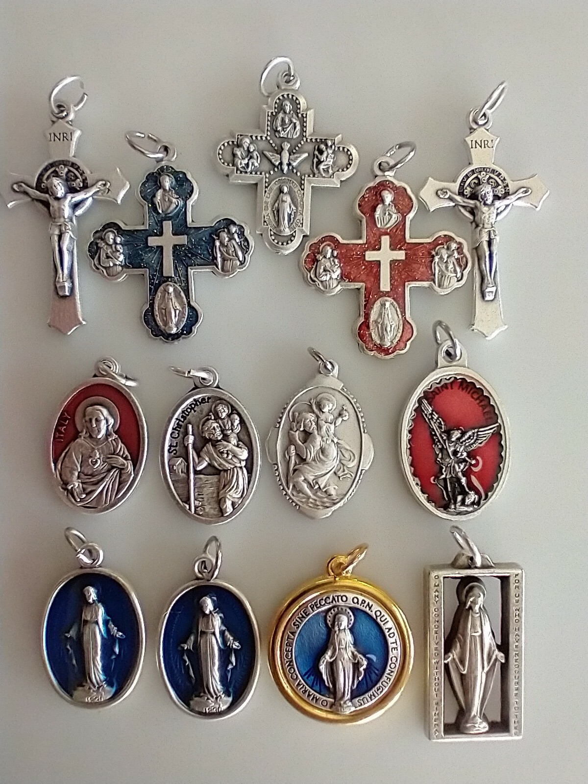 Catholic Lot Religious Medals Enamel Jesus Mary St Christopher Michael Benedict Catholic Lot Religious Medals Enamel Jesus Mary St Christopher Michael Benedict