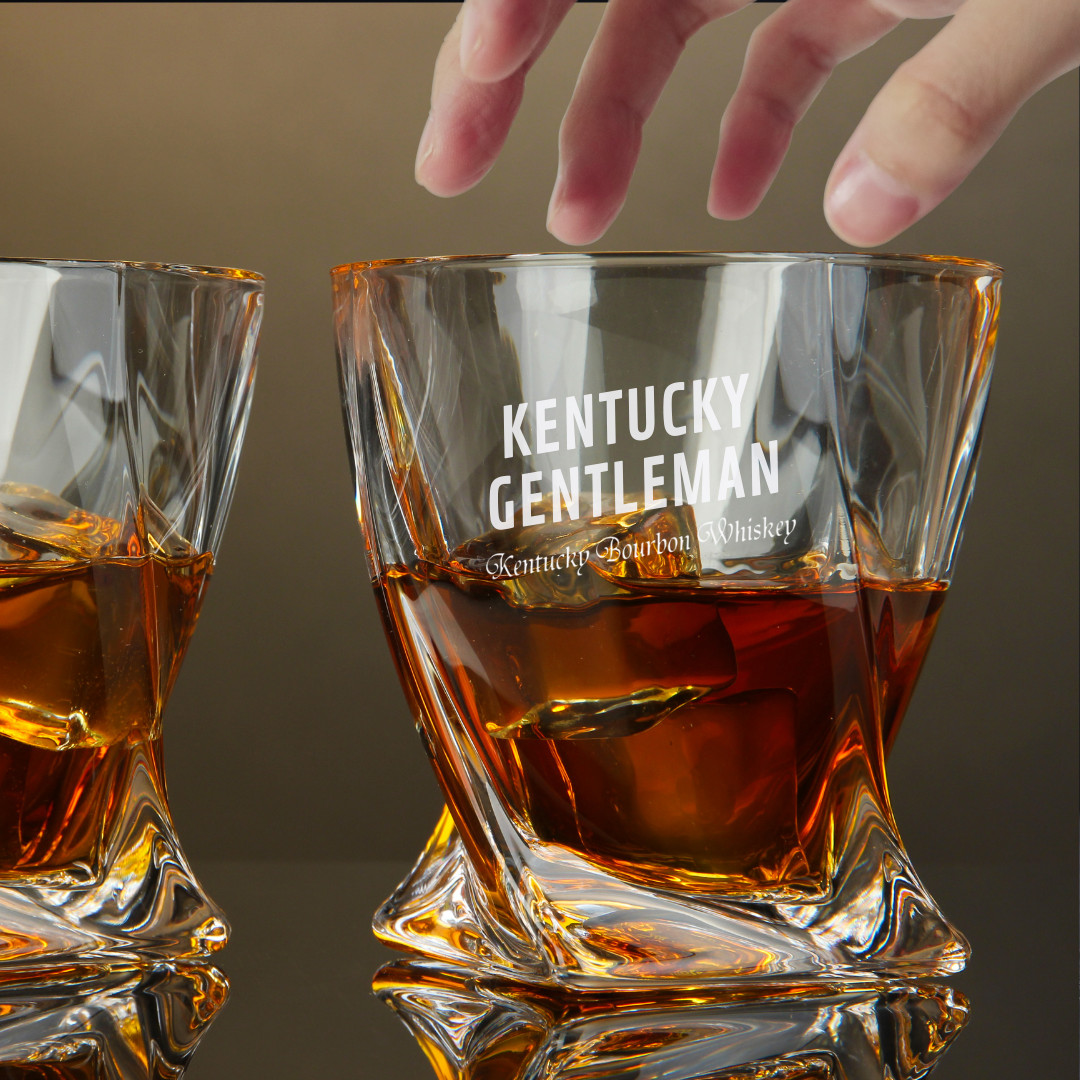 Custom Engraved Kentucky Gentleman Whiskey Glass – 10 oz Twisted Rocks Glass