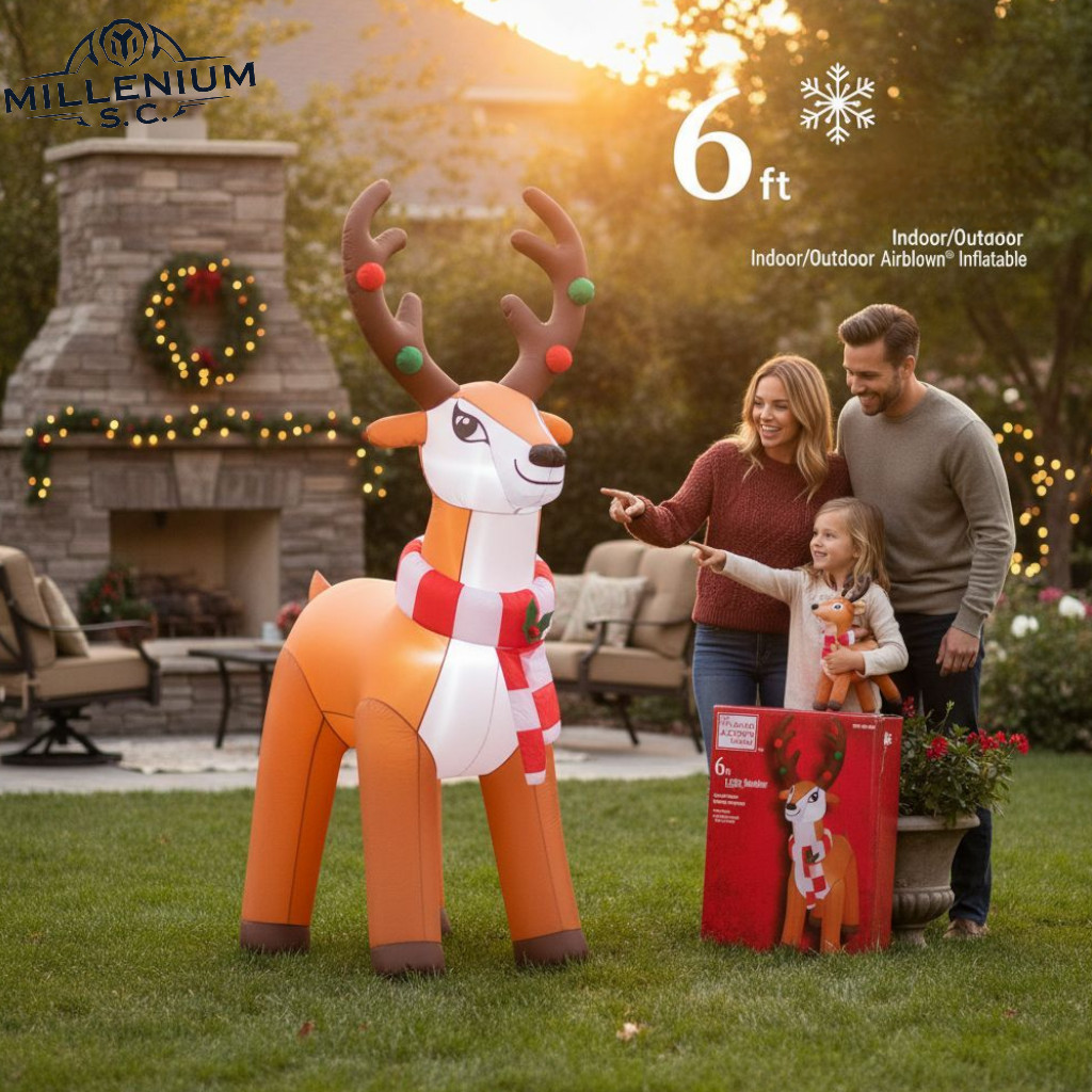 GEMMY 6 FT LED Airblown REINDEER Open Box - Christmas Outdoor Yard Decoration