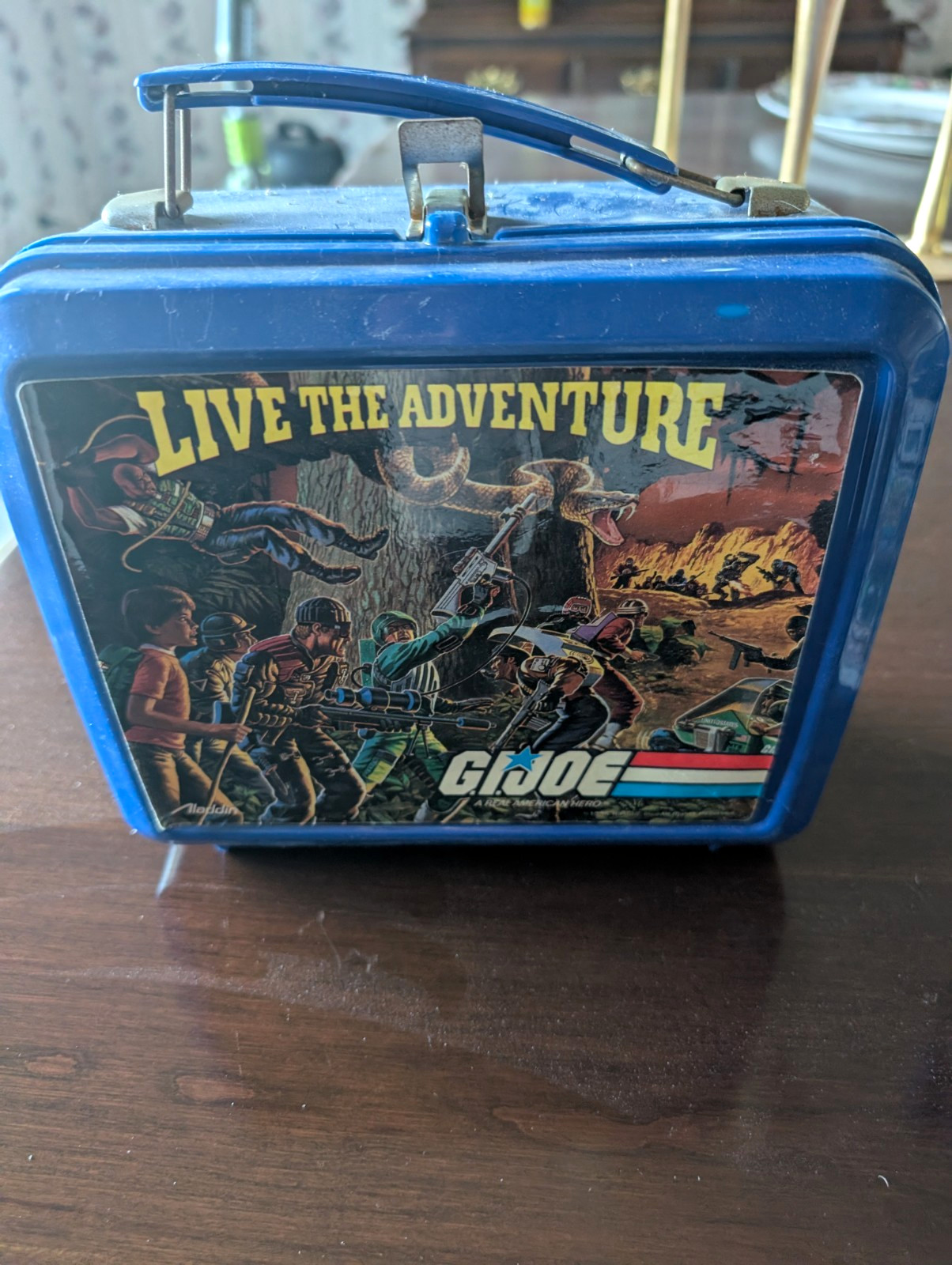 Aladdin G.I. Joe Blue Plastic Lunchbox w/ Thermos \