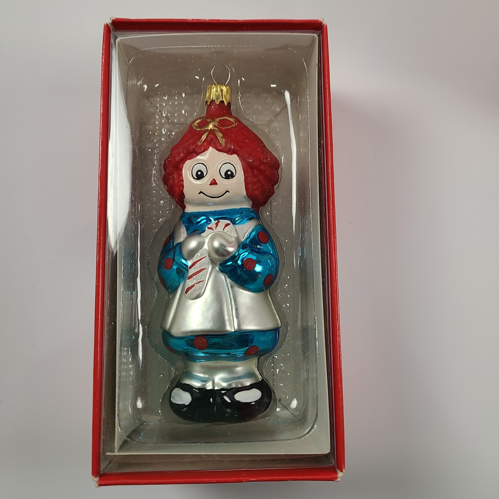 1998 Simon & Schuster Inc. Kurt S. Adler Raggedy Ann Blown Glass Ornament w/Box