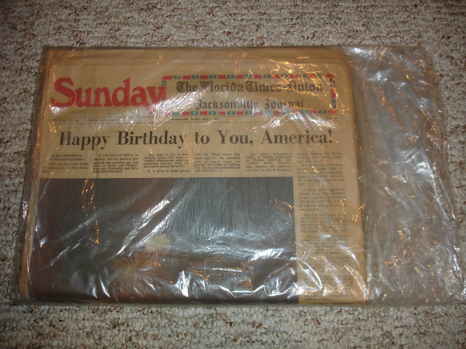 Vintage July 4, 1976 The Florida Times Union Jacksonville Journal Newspaper