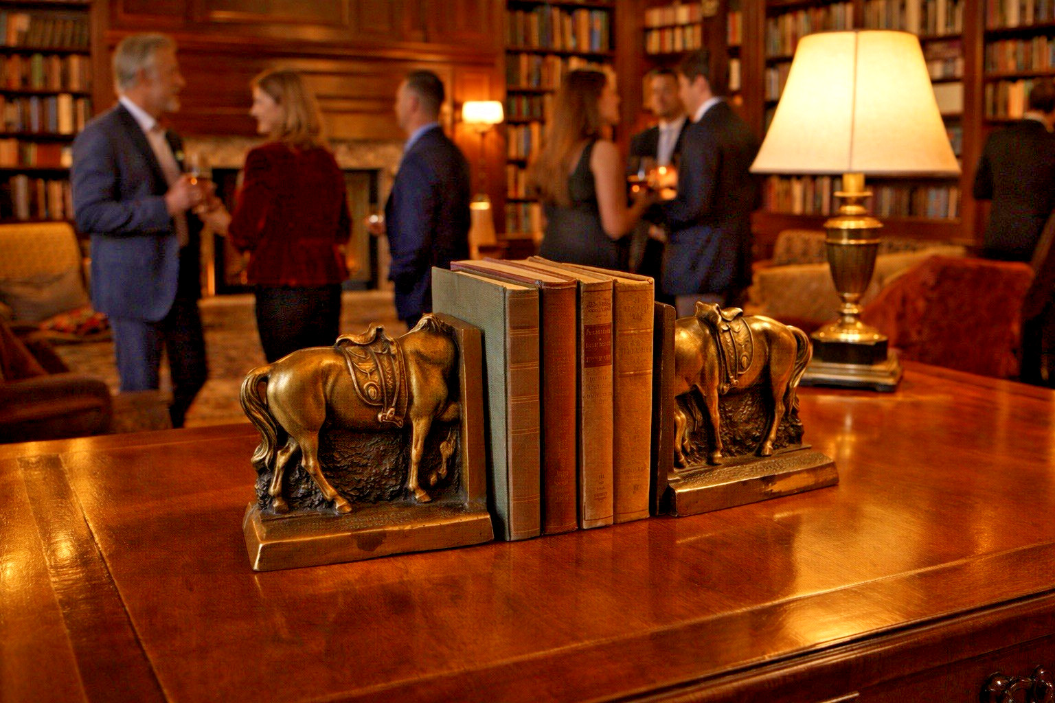 Antique Verona Cast Iron Horse Bookends Bronzed Finish Grazing Horses c1920s