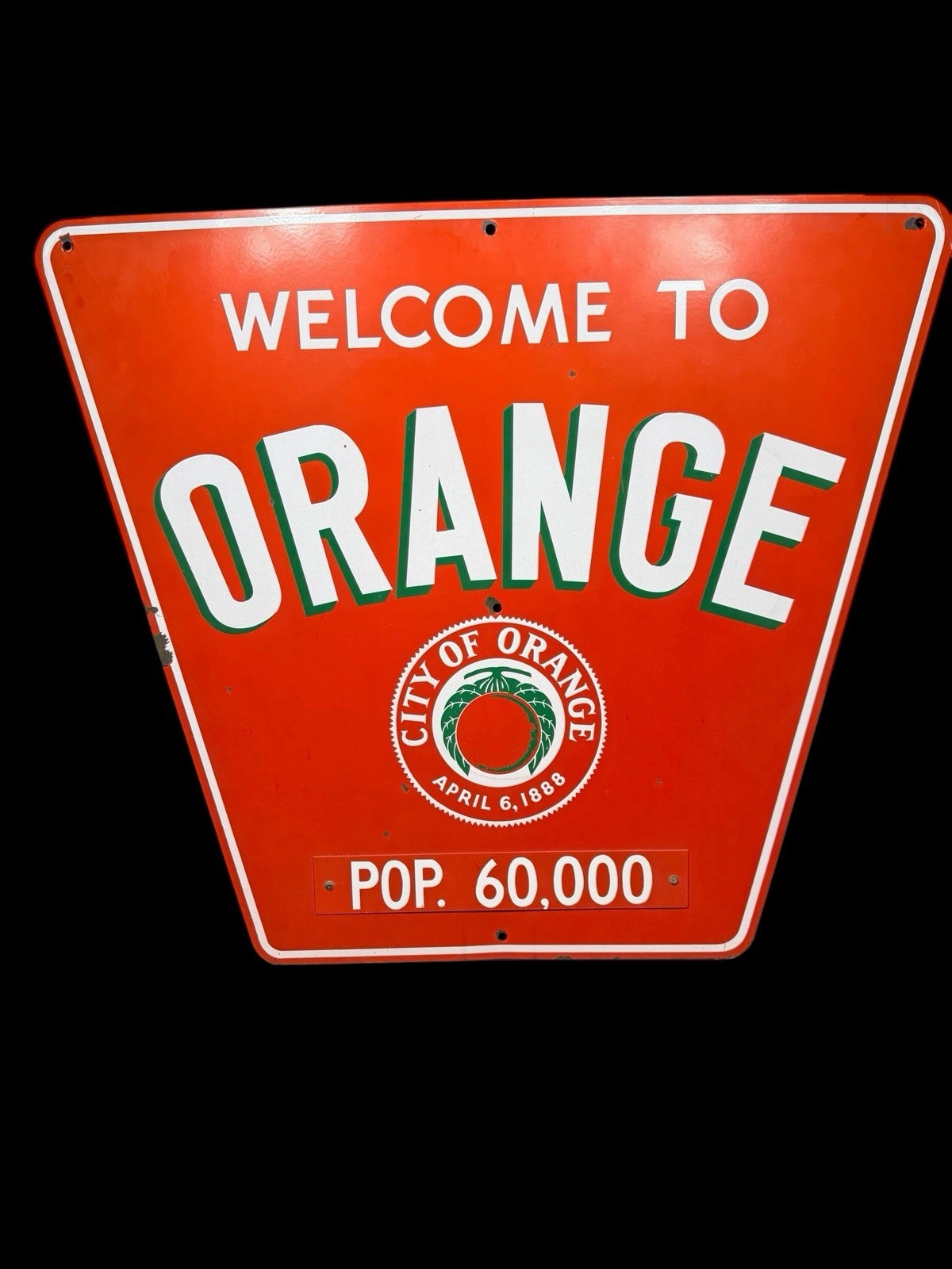 Vintage 1960’s Welcome To Orange (CA) Official City Sign Given To Disney Exec