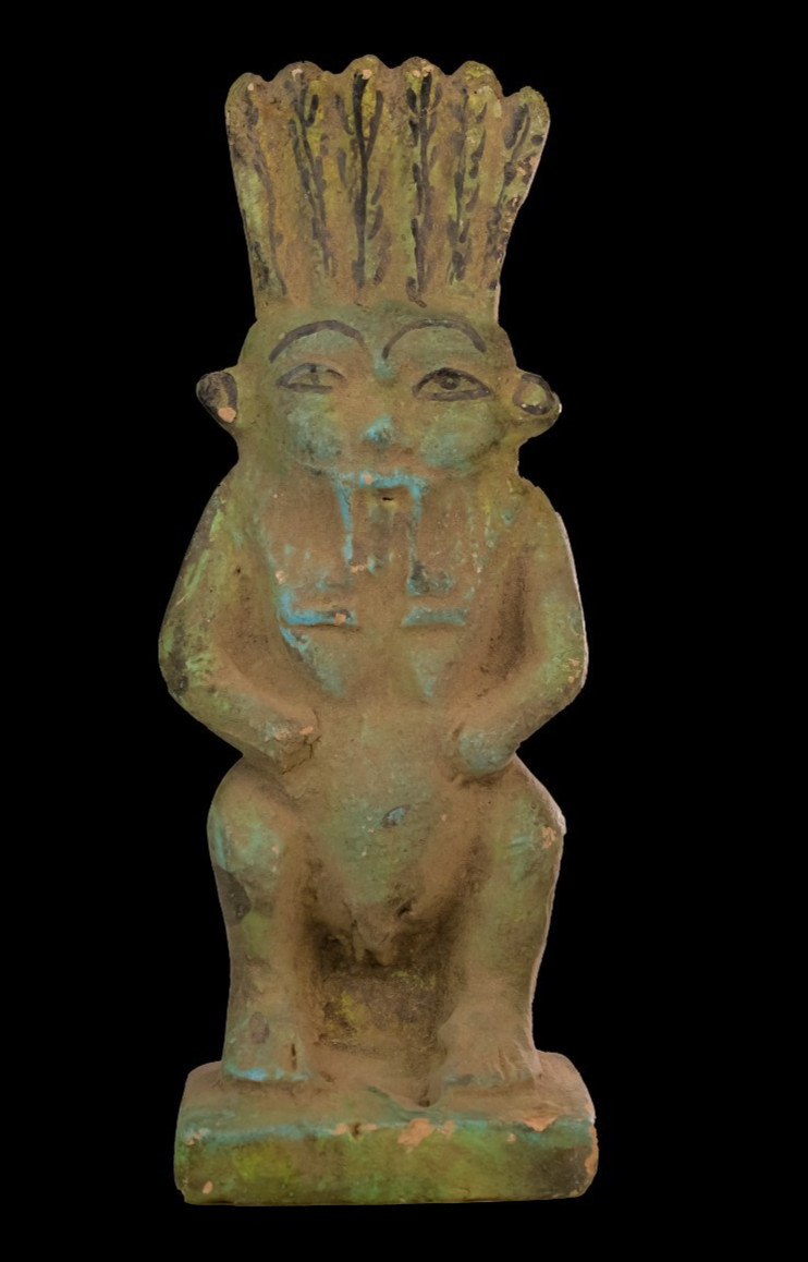 Authentic Ancient Egyptian Antiques Faience Statue God Bes Artifact Figurine BC