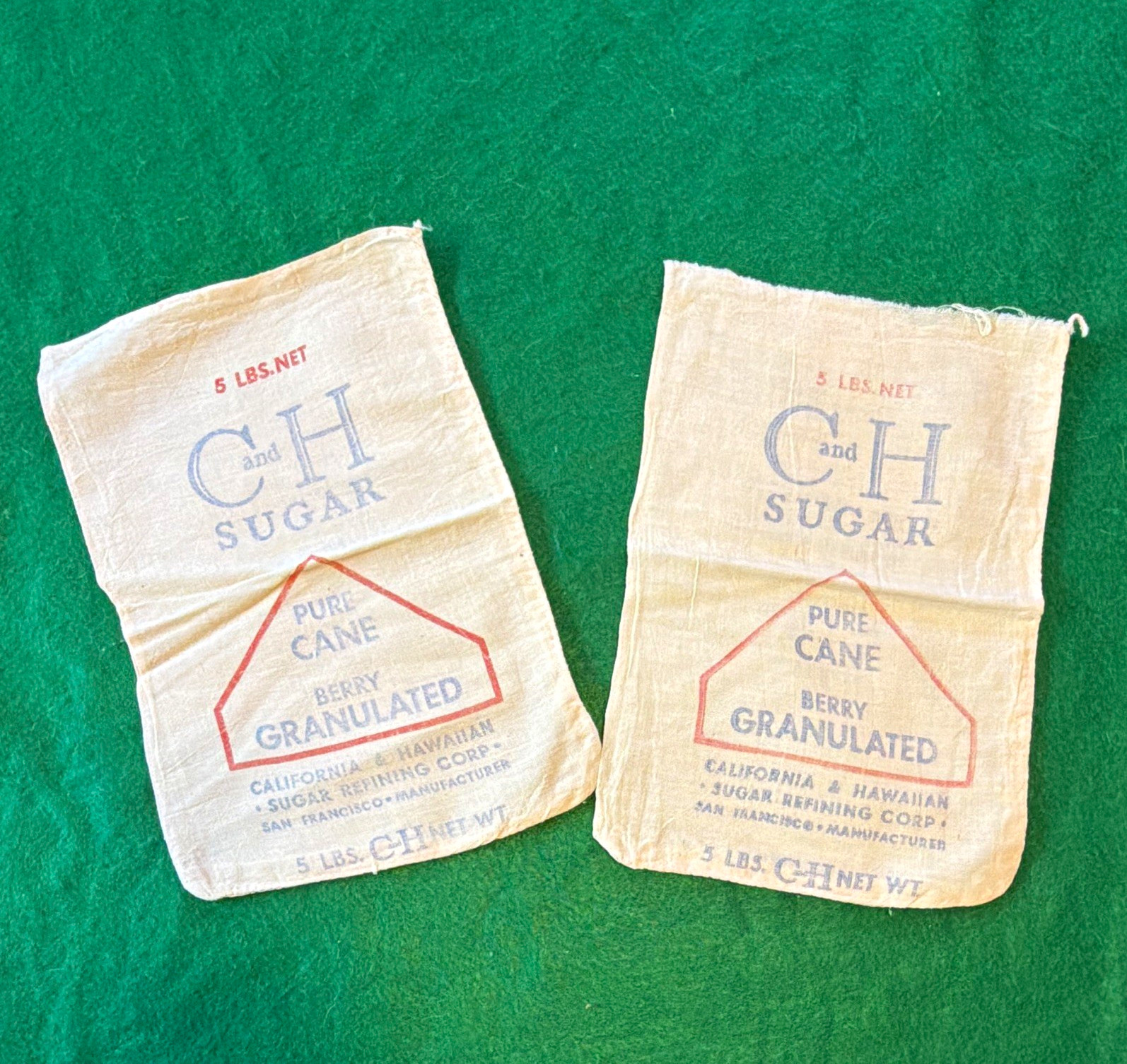 C&H Vintage Printed Advertising Cloth Feed Sacks 5 lb Lot of 2