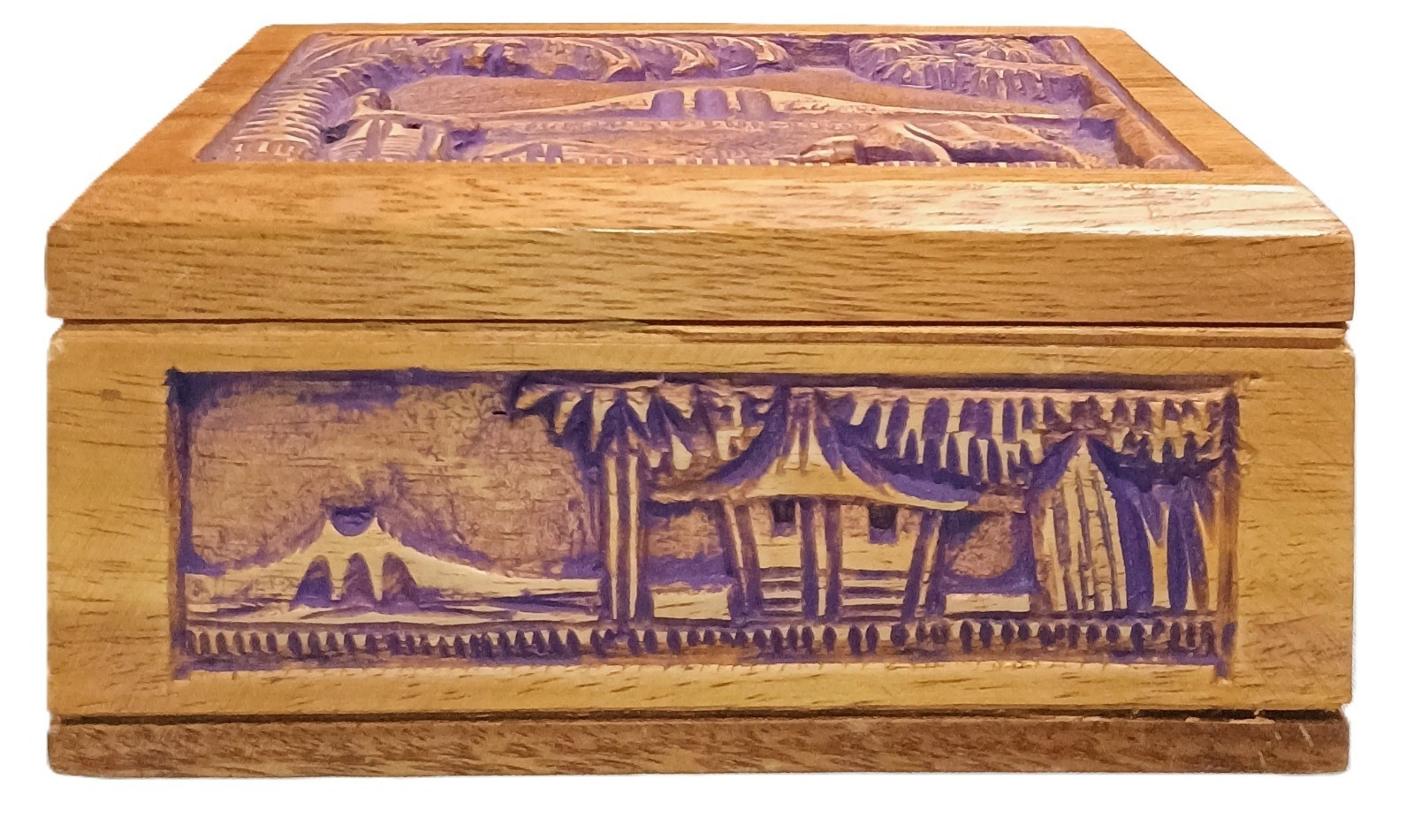 Vintage Lina Vizcarra-Oandasan Philippine Handicrafts Hand-Carved Cigarette Box