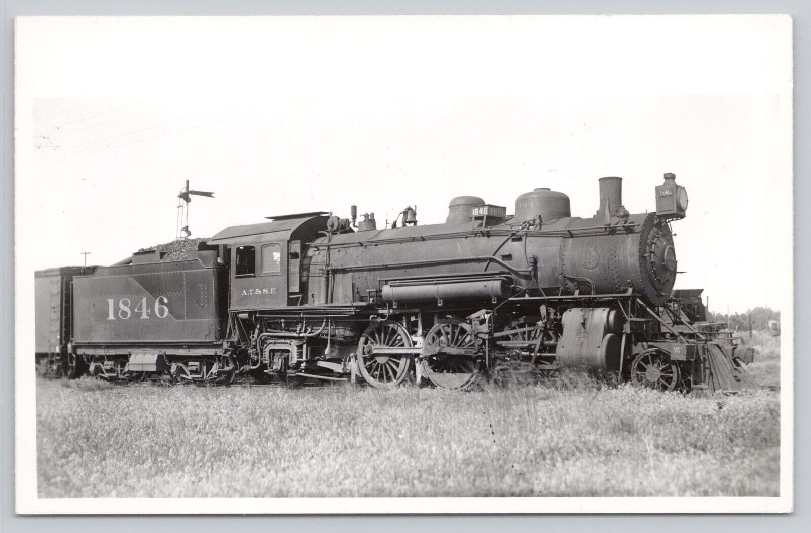 Atchison Topeka & Santa Fe Railroad Locomotive 1846 VTG RPPC Real Photo Postcard