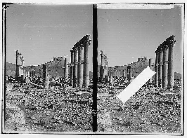 Photo:Palmyra Tadmor Syria 1900s Colonnade Turkish Castle Ruins