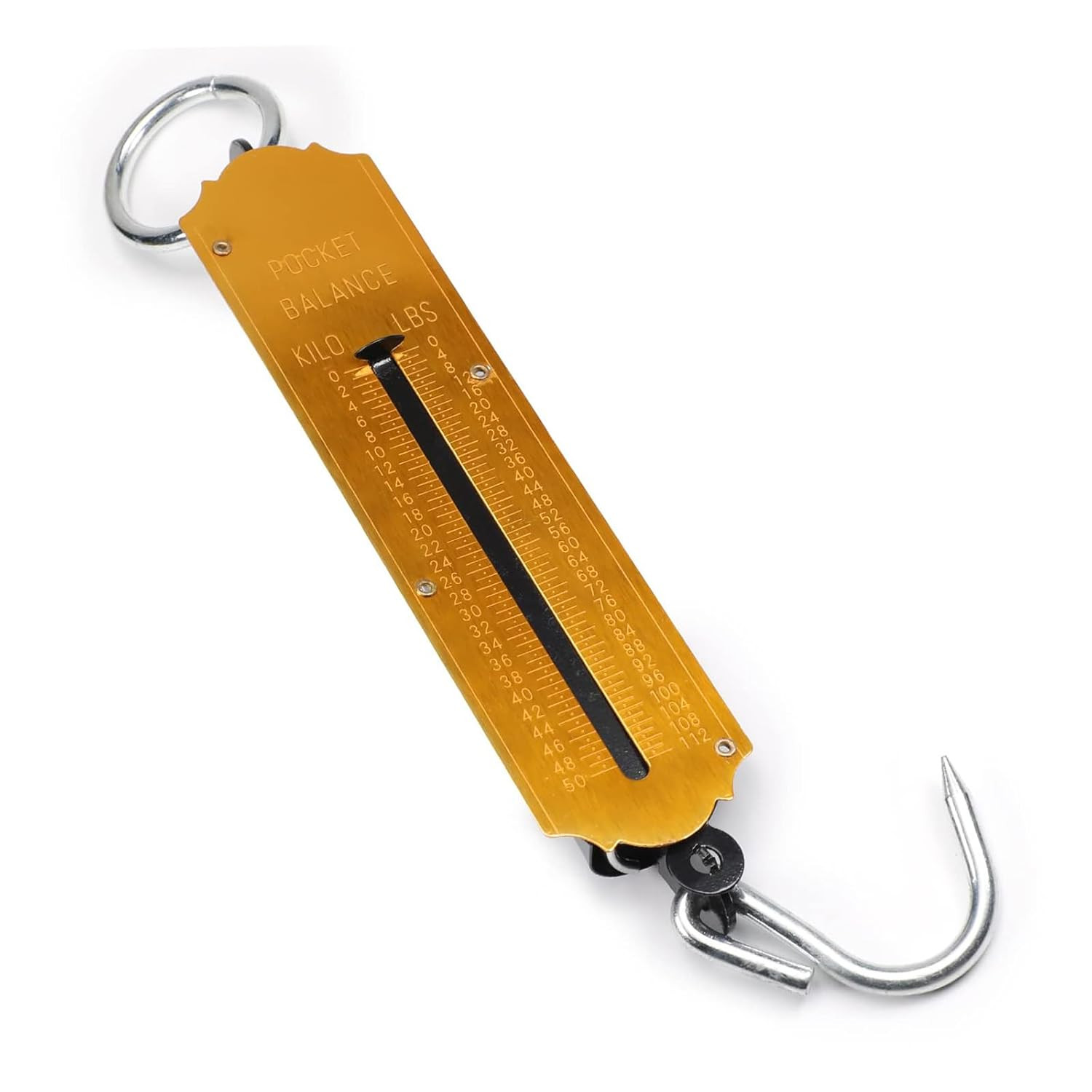 Spring Balance Hanging Hook Handheld Metal Weighing Force Scale Kilo LBS 50KG