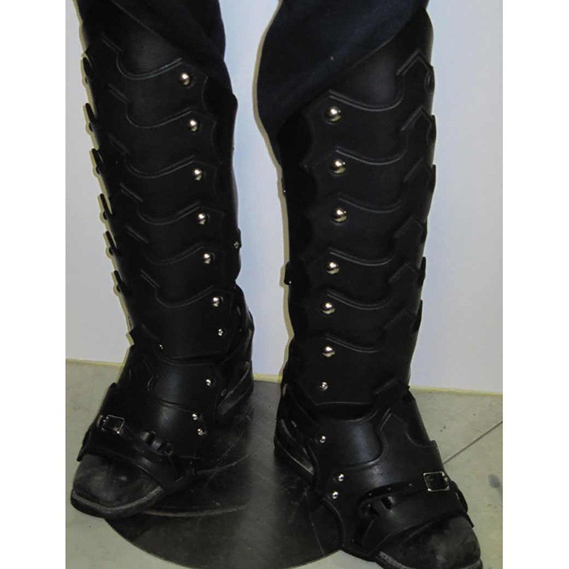 Larp Leather Leg Armor Gothic Greaves Half Chaps Gaiter Medieval Viking Knight