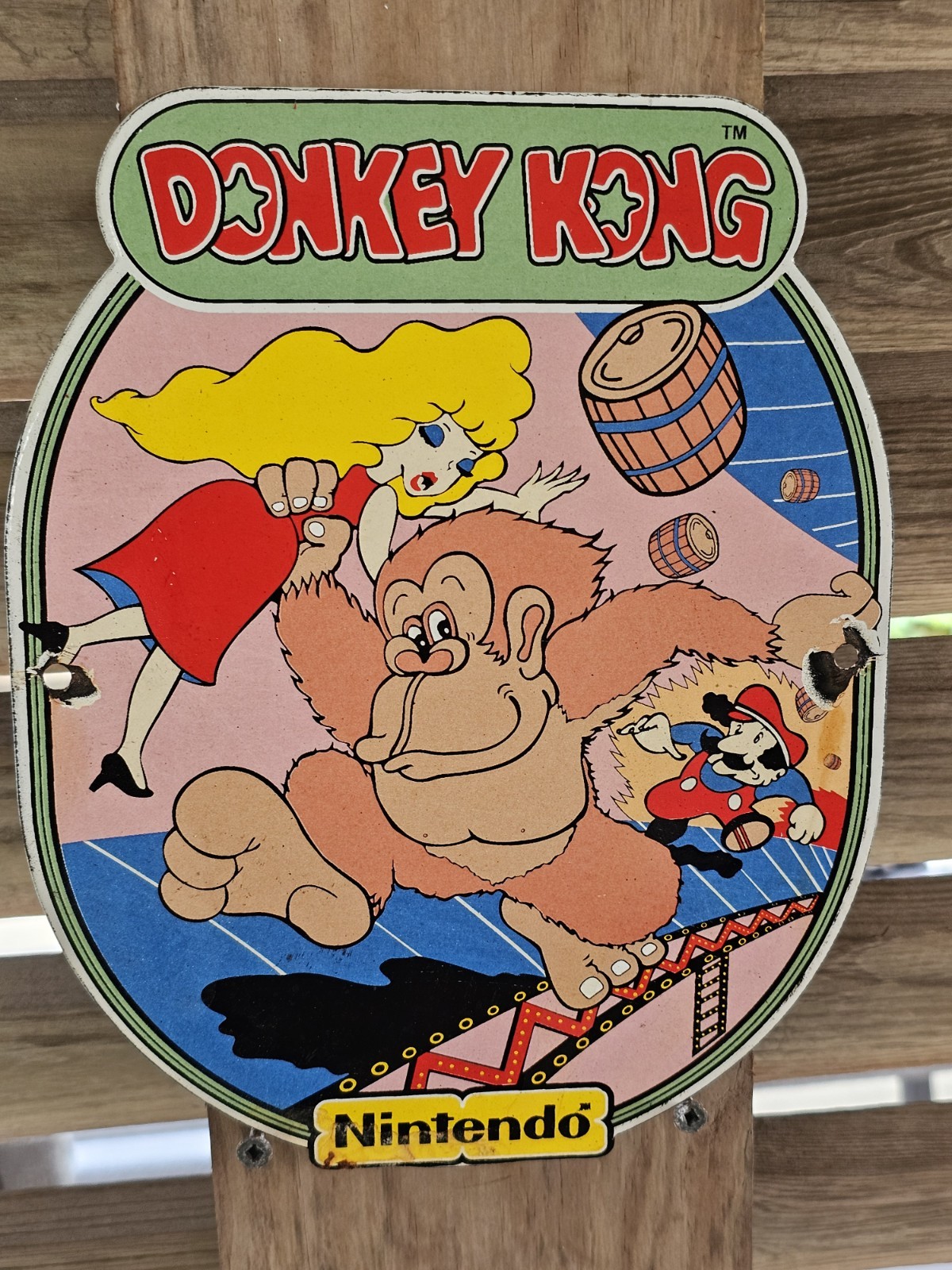 VINTAGE NINTENDO DONKEY KONG BARRAGE  PORCELAIN DEALERSHIP  SIGN  10\