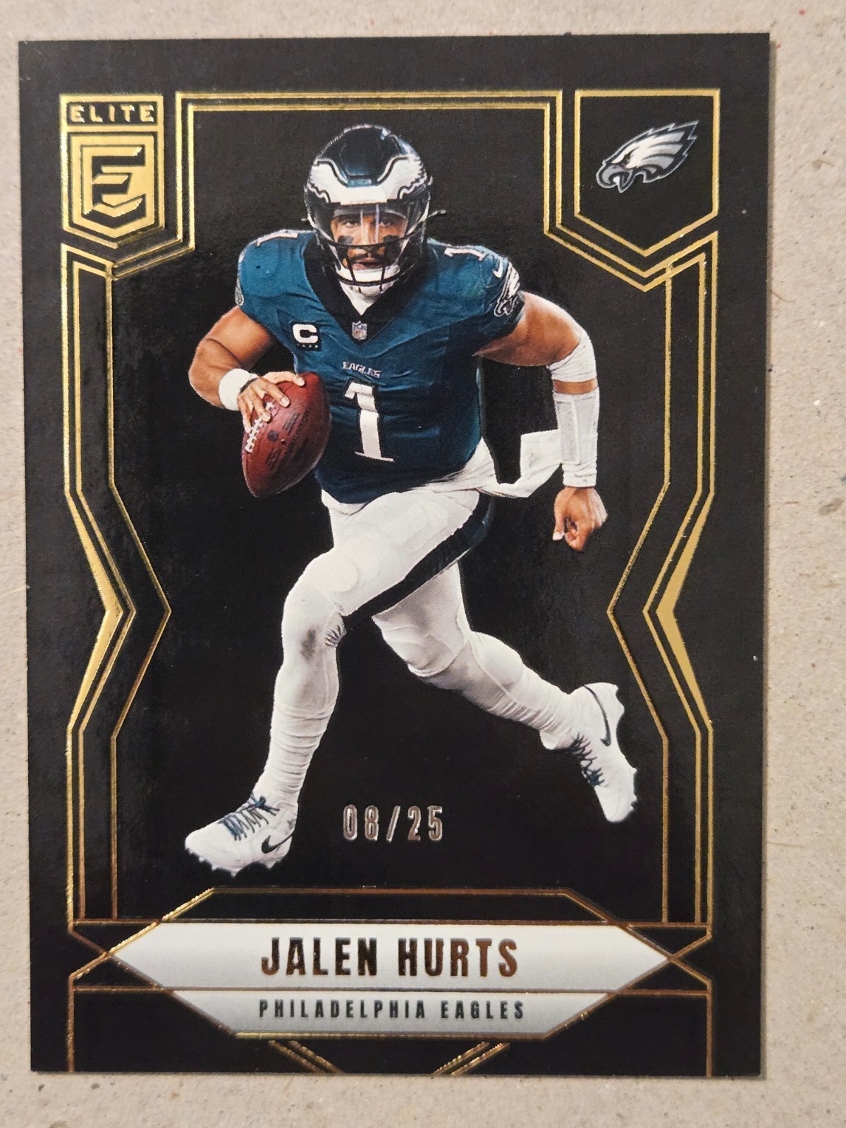 2025 ELITE JALEN HURTS #22 BLACK #8/25 RARE FOOTBALL CARD