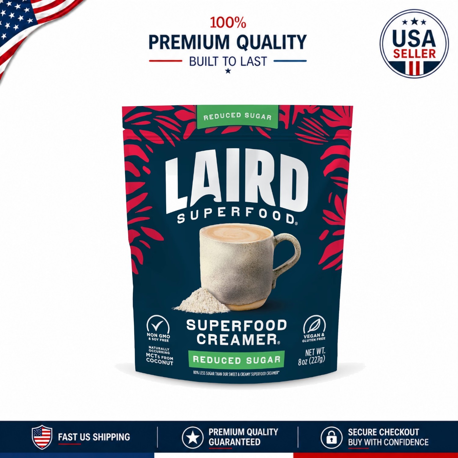 Shelf-Stable Non-GMO Coconut Coffee Creamer - Reduced Sugar,  8 oz.