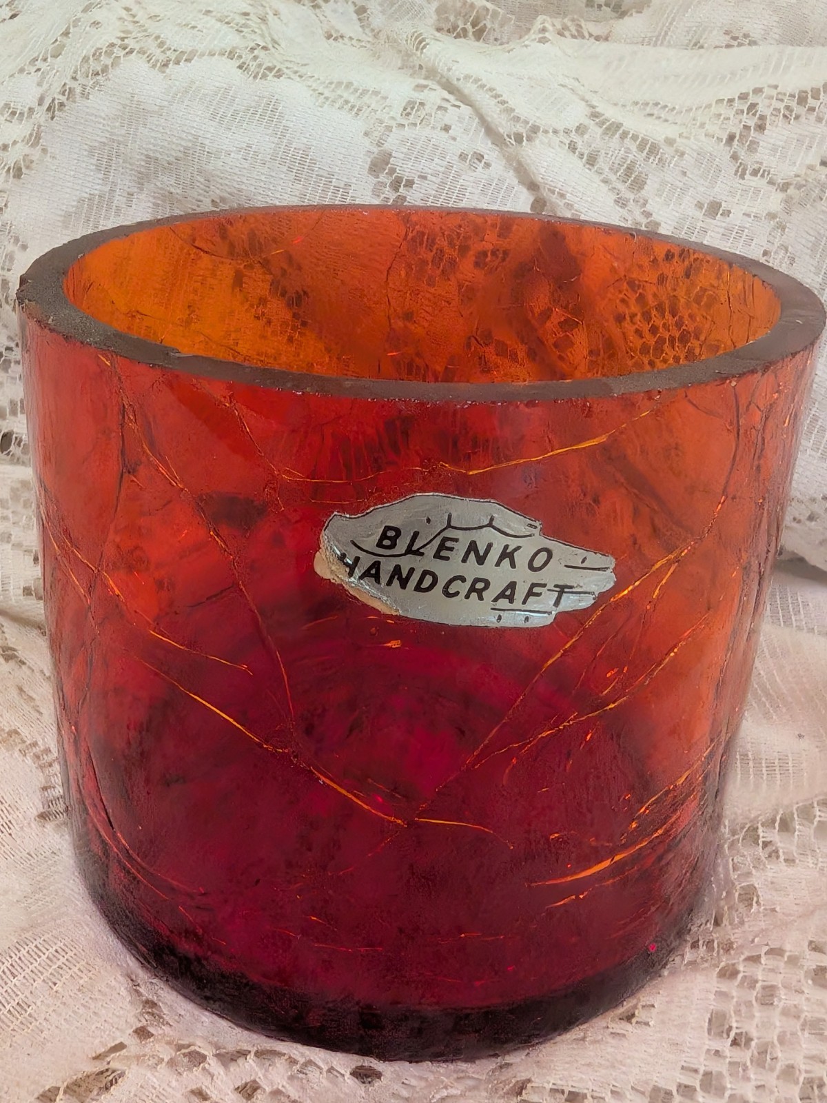 Vintage Blenko Crackle Glass 