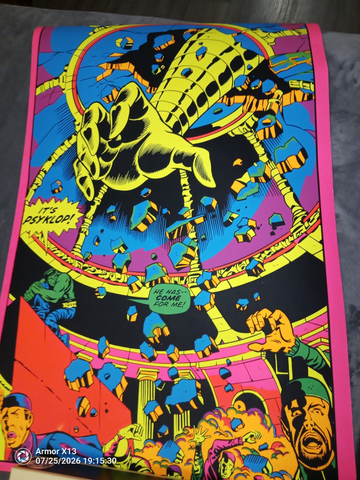 Incredible Hulk It\'s Psyklop Vintage Third Eye Marvel Blacklight Poster 1971 Incredible Hulk It\'s Psyklop Vintage Third Eye Marvel Blacklight Poster 1971