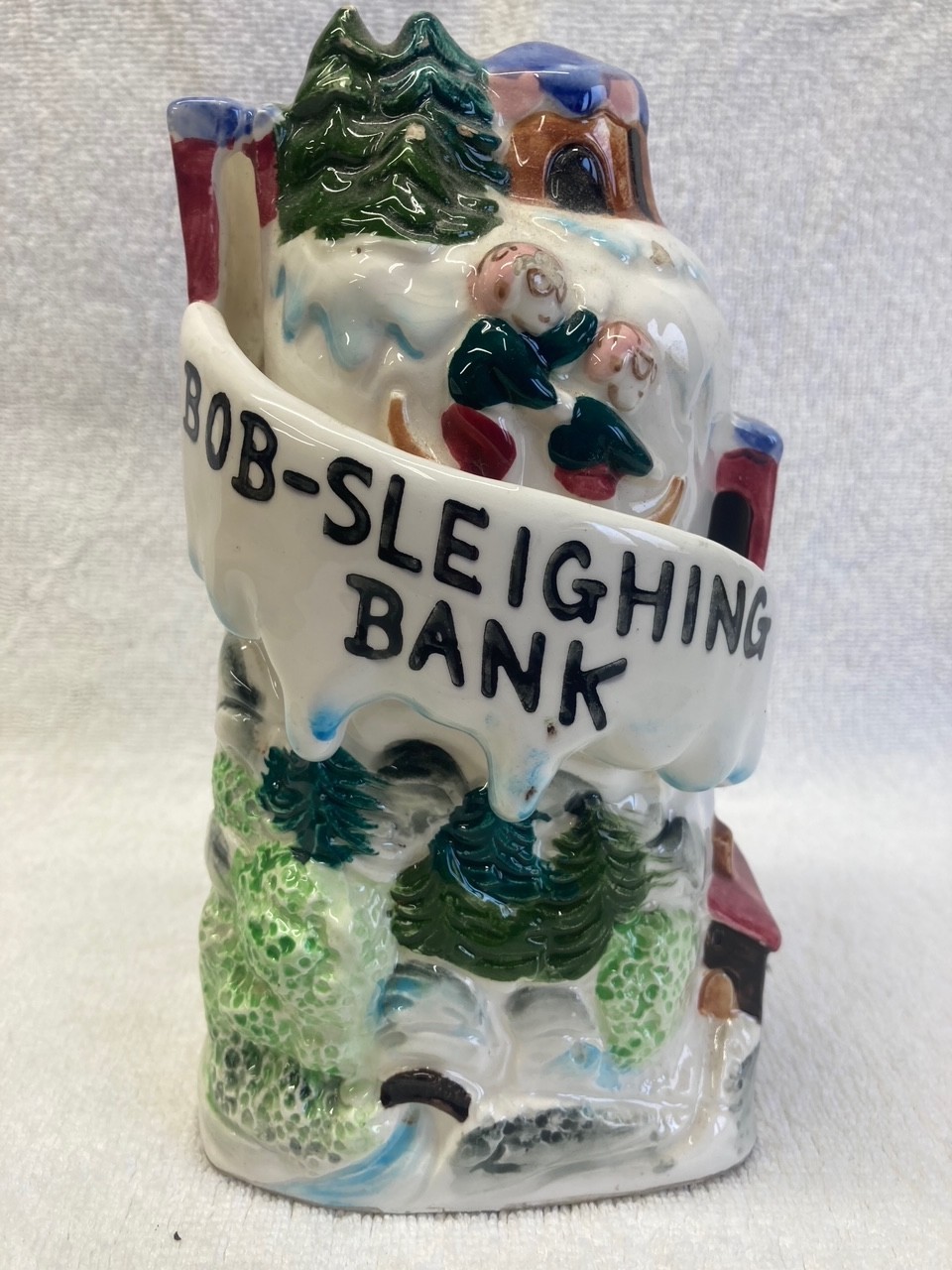 Vintage-1950's-Ceramic Bob Sledding Coin Bank Vintage-1950's-Ceramic Bob Sledding Coin Bank