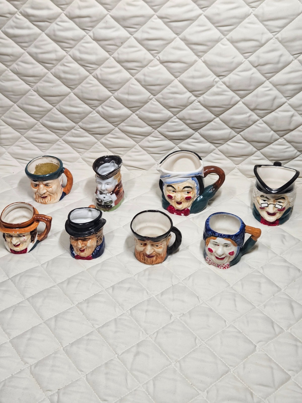 Vintage Mid-Century Japanese Miniature Toby Character Cups. Vintage Mid-Century Japanese Miniature Toby Character Cups.