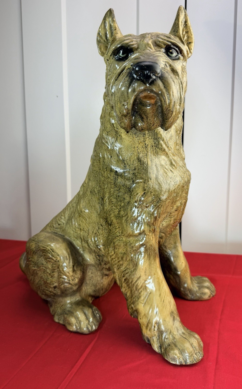 VTG Marwal Schnauzer Dog Chalkware Plaster MCM Figurine Large Doorstop