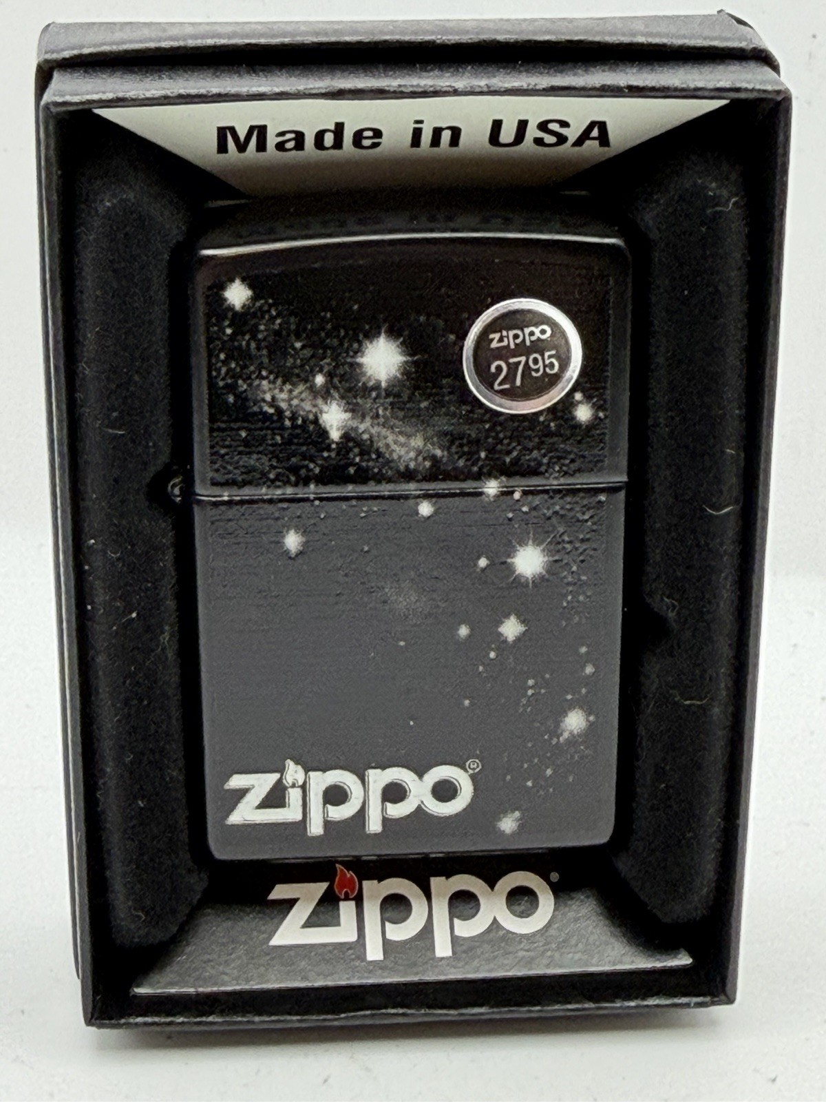Vintage 2010 Galaxy Black Matte Zippo Lighter New B36