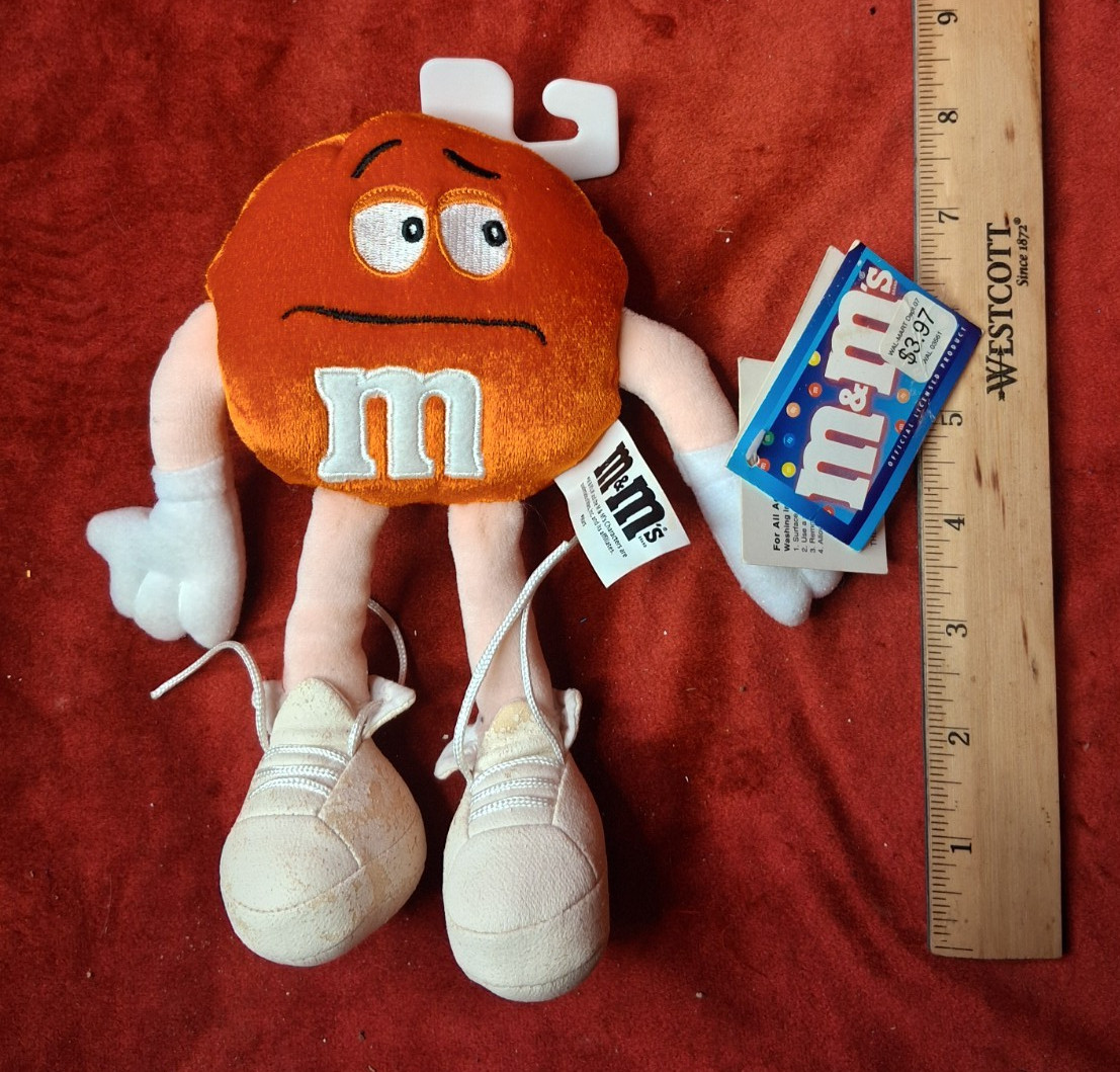 Vintage M&M\'s Orange Crispy Character Plush Toy Stuffed Animal 2001 Wal-Mart NWT