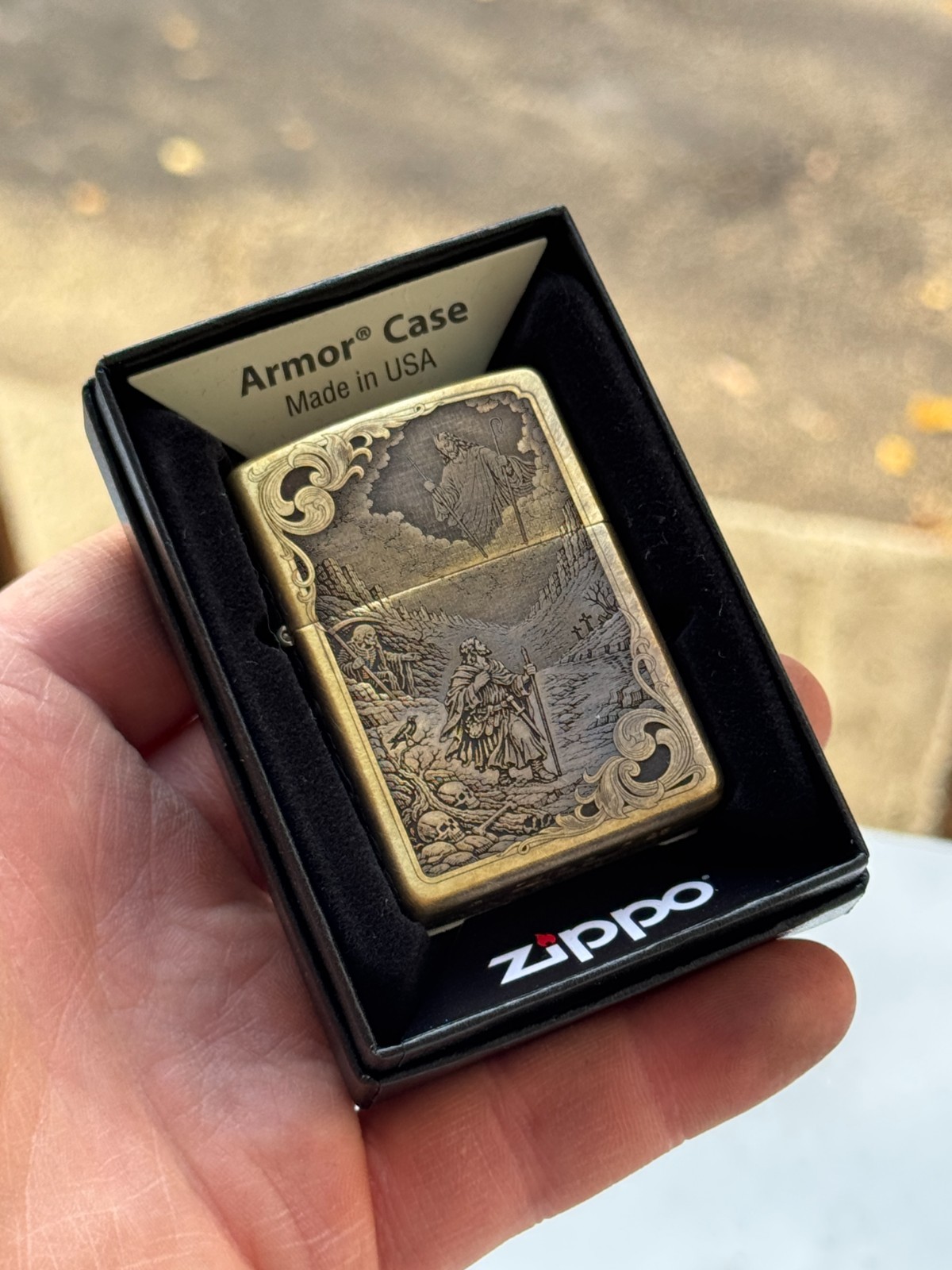 Zippo Armor Antique Brass Psalm 23 Bible Verse Engraved Lighter Vintage Style Zippo Armor Antique Brass Psalm 23 Bible Verse Engraved Lighter Vintage Style