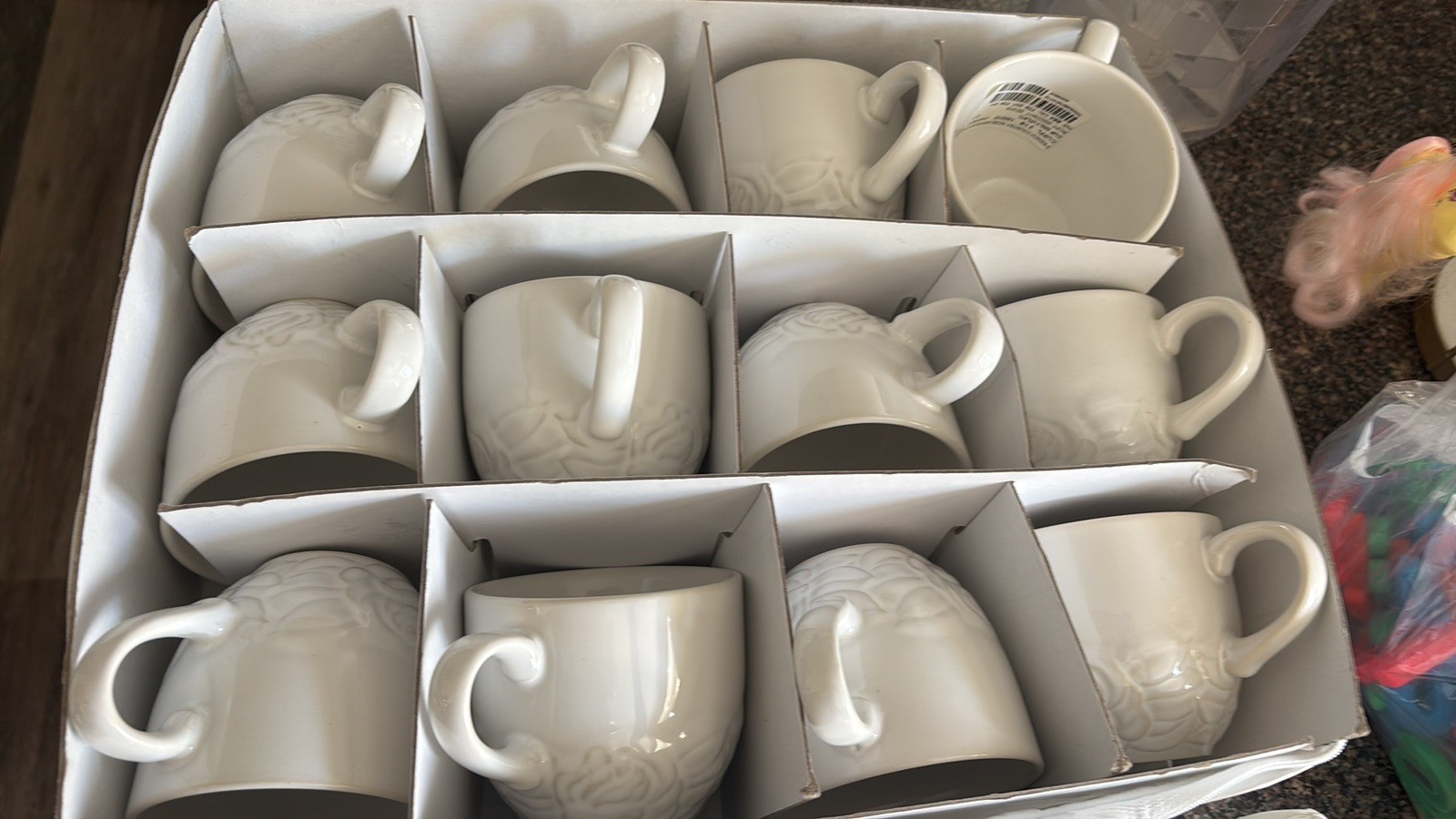 ⁠VTG New Christian Dior French Country Rose Oyster White Coffee Cups 12 Set NOS