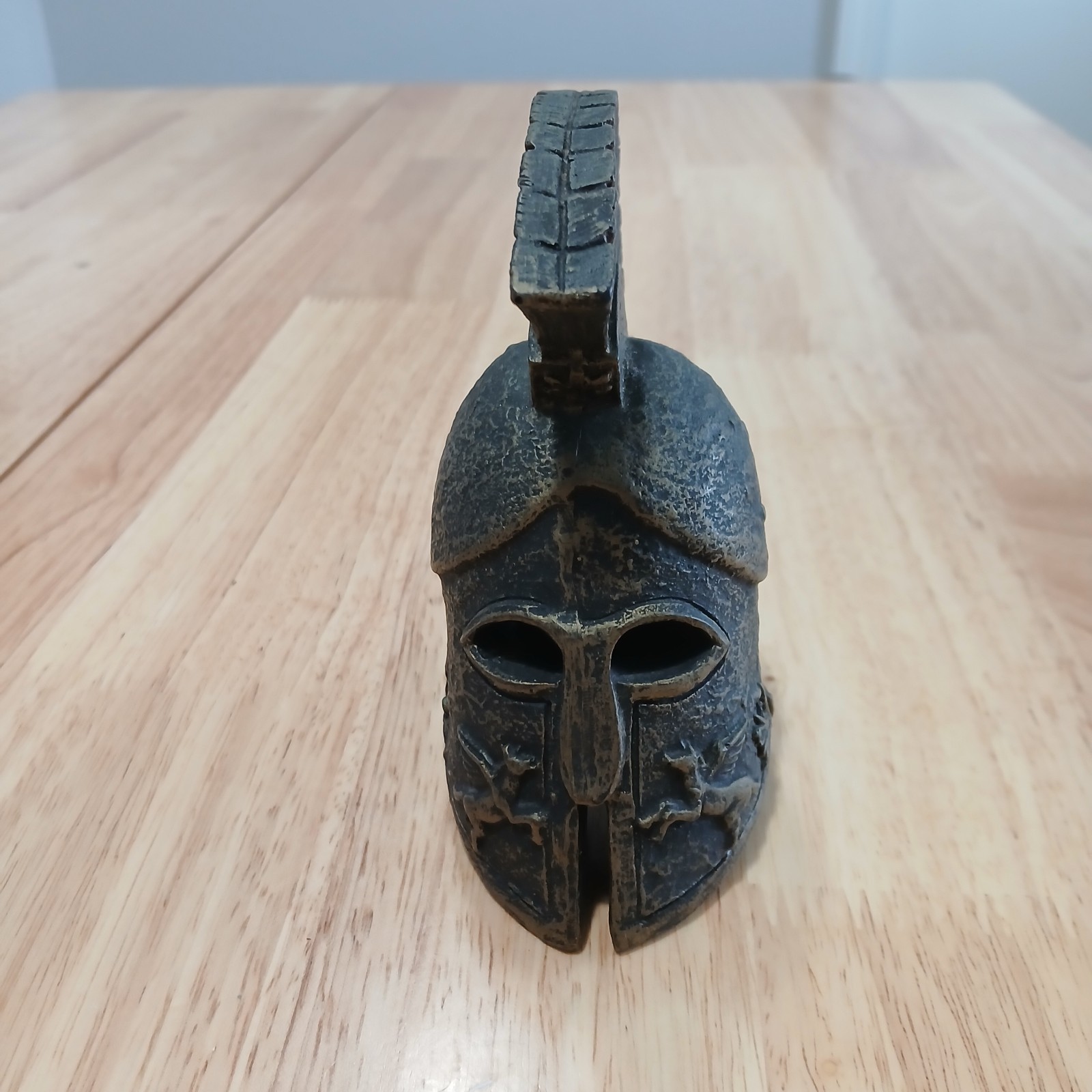 Vintage Ancient Greek Corinthian Helmet Roman Spartan  Figurine  .