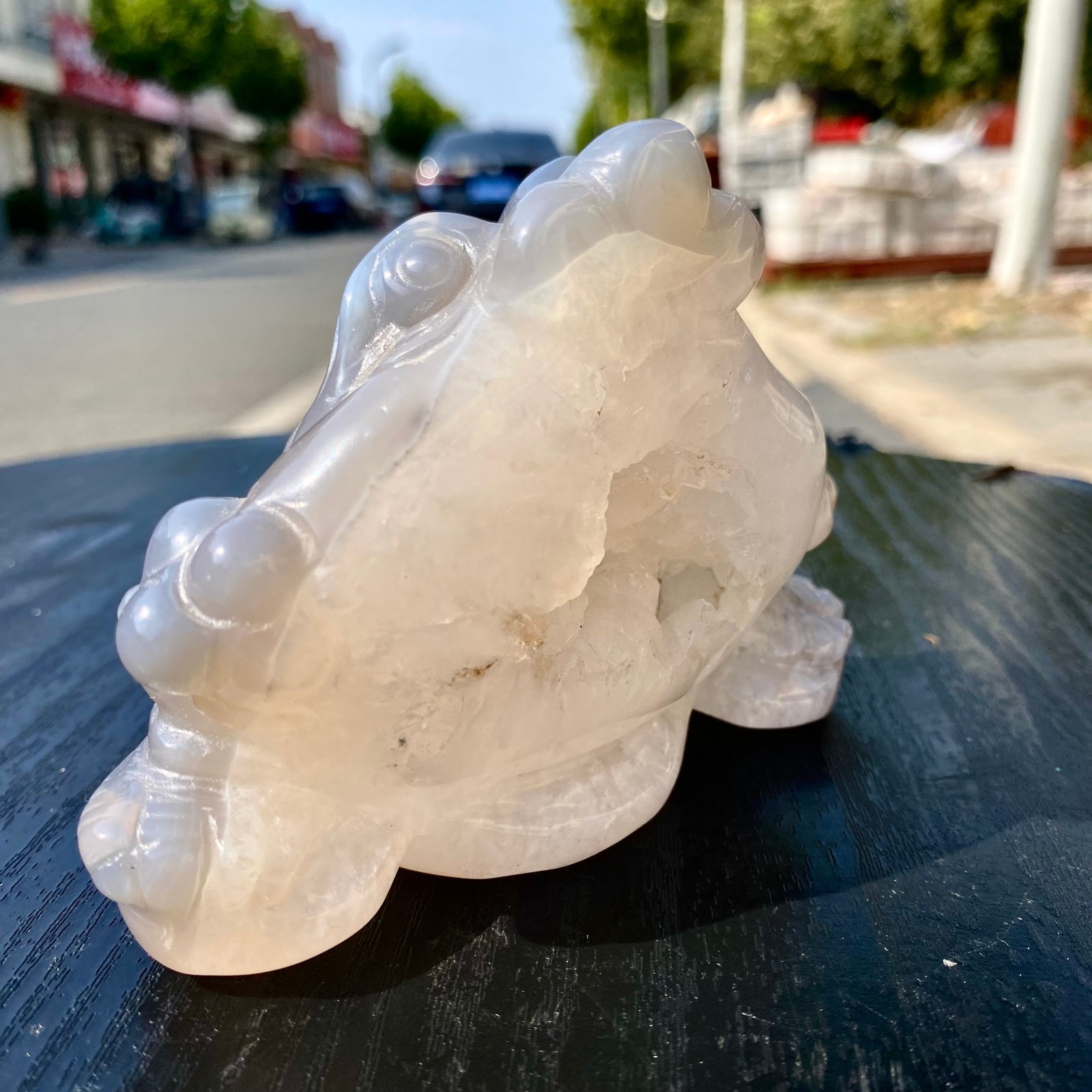 460G Natural Beautiful Agate Amethyst Handmade Gold Toad Crystal Treatment- 460G Natural Beautiful Agate Amethyst Handmade Gold Toad Crystal Treatment-
