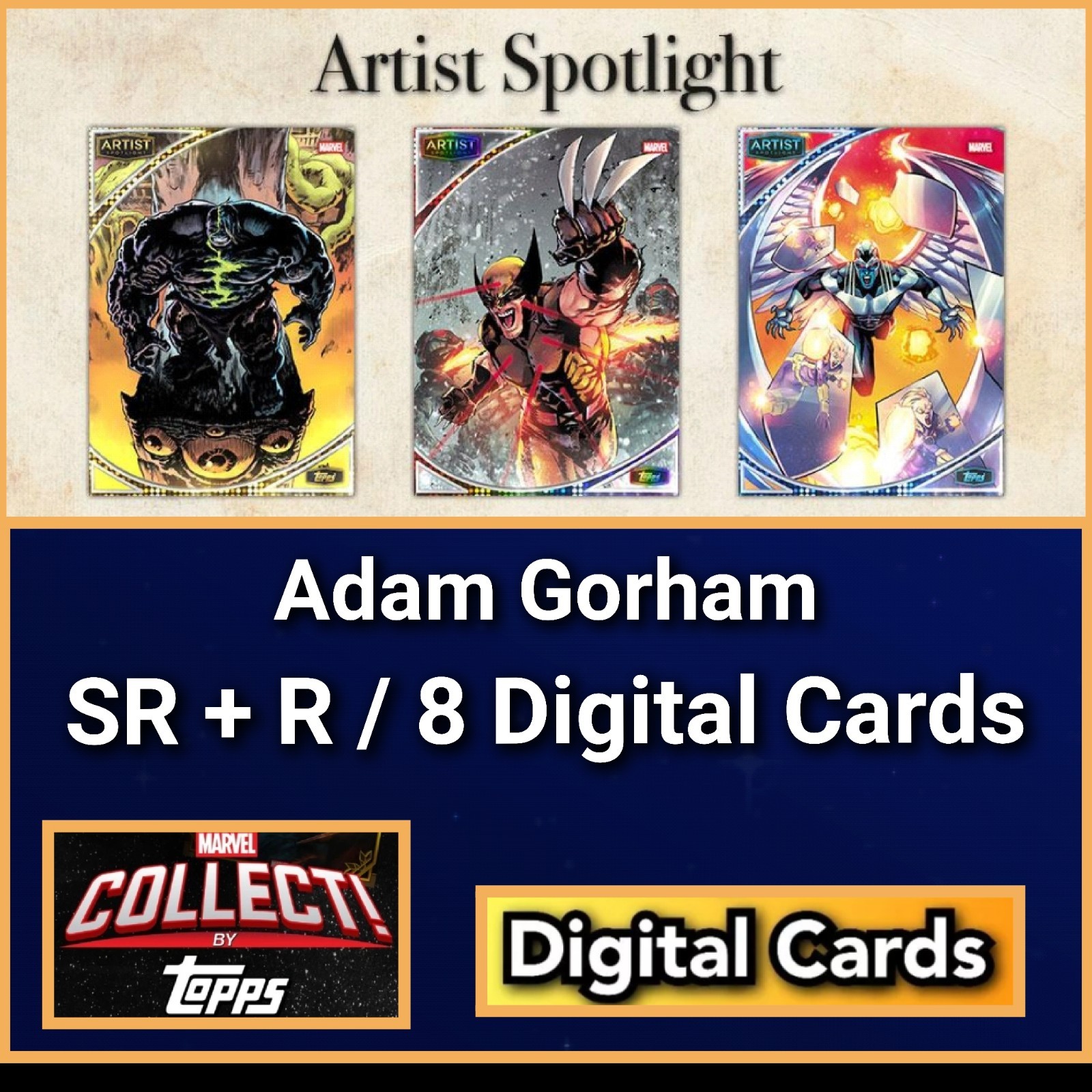 Topps Marvel Collect Artist Spotlight 26 Adam Gorham SR+R 8 Card Set Topps Marvel Collect Artist Spotlight 26 Adam Gorham SR+R 8 Card Set