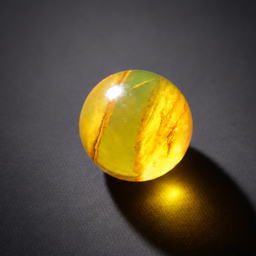 Pure natural orange green Dominican amber spheres/ball 20.5mm