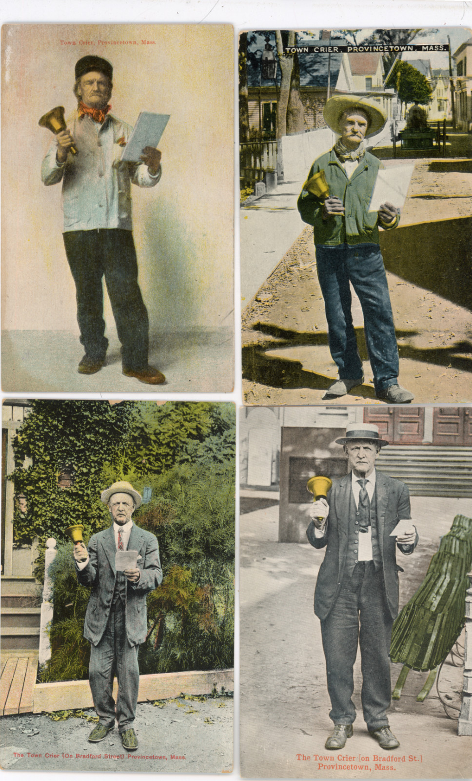 lot of  9 old Provincetown Cape Cod MA postcards, town criers, bells