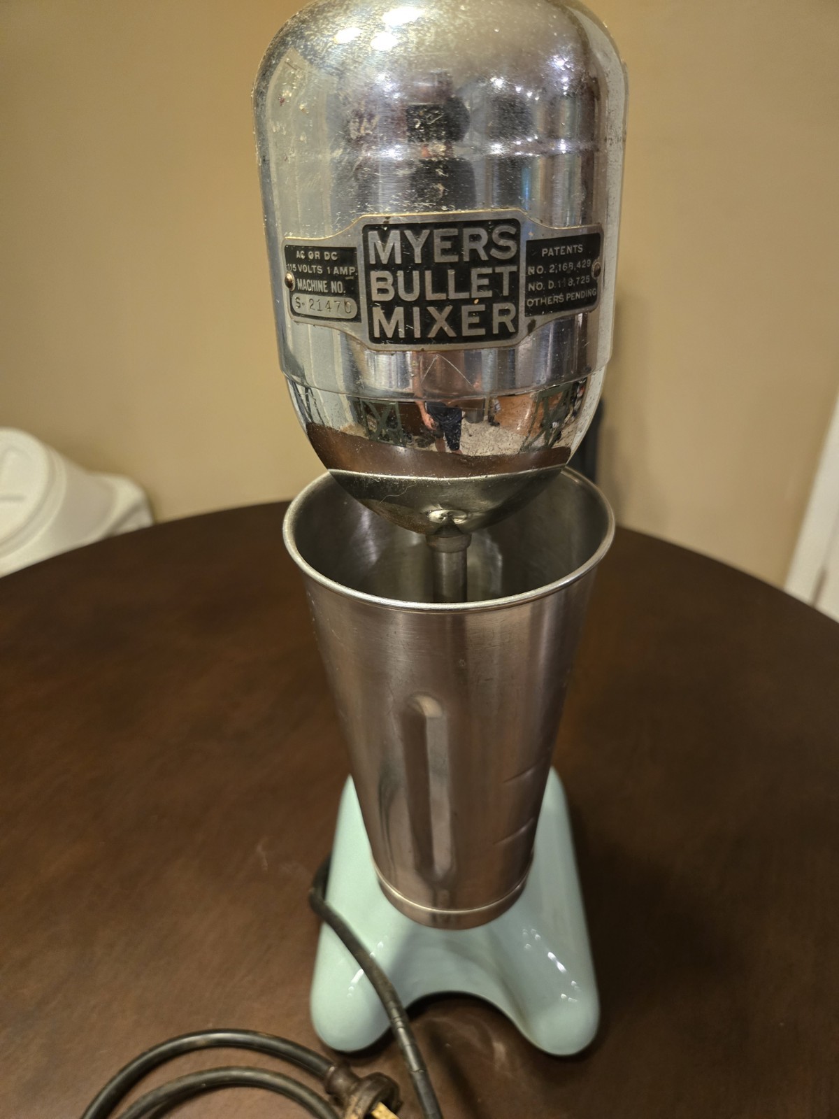 Myers Bullet Mixer Vintage Chrome Head Enamel Base Myers Bullet Mixer Vintage Chrome Head Enamel Base