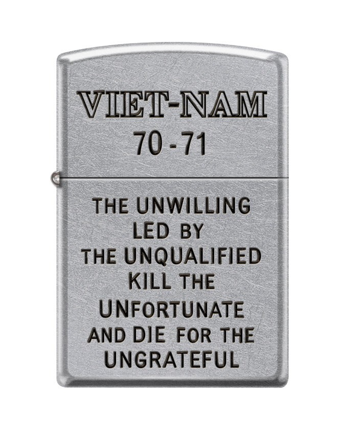 Zippo 0686, Vietnam 70-71, Unwilling-Unqualified-Ungrateful, Chrome Lighter Zippo 0686, Vietnam 70-71, Unwilling-Unqualified-Ungrateful, Chrome Lighter