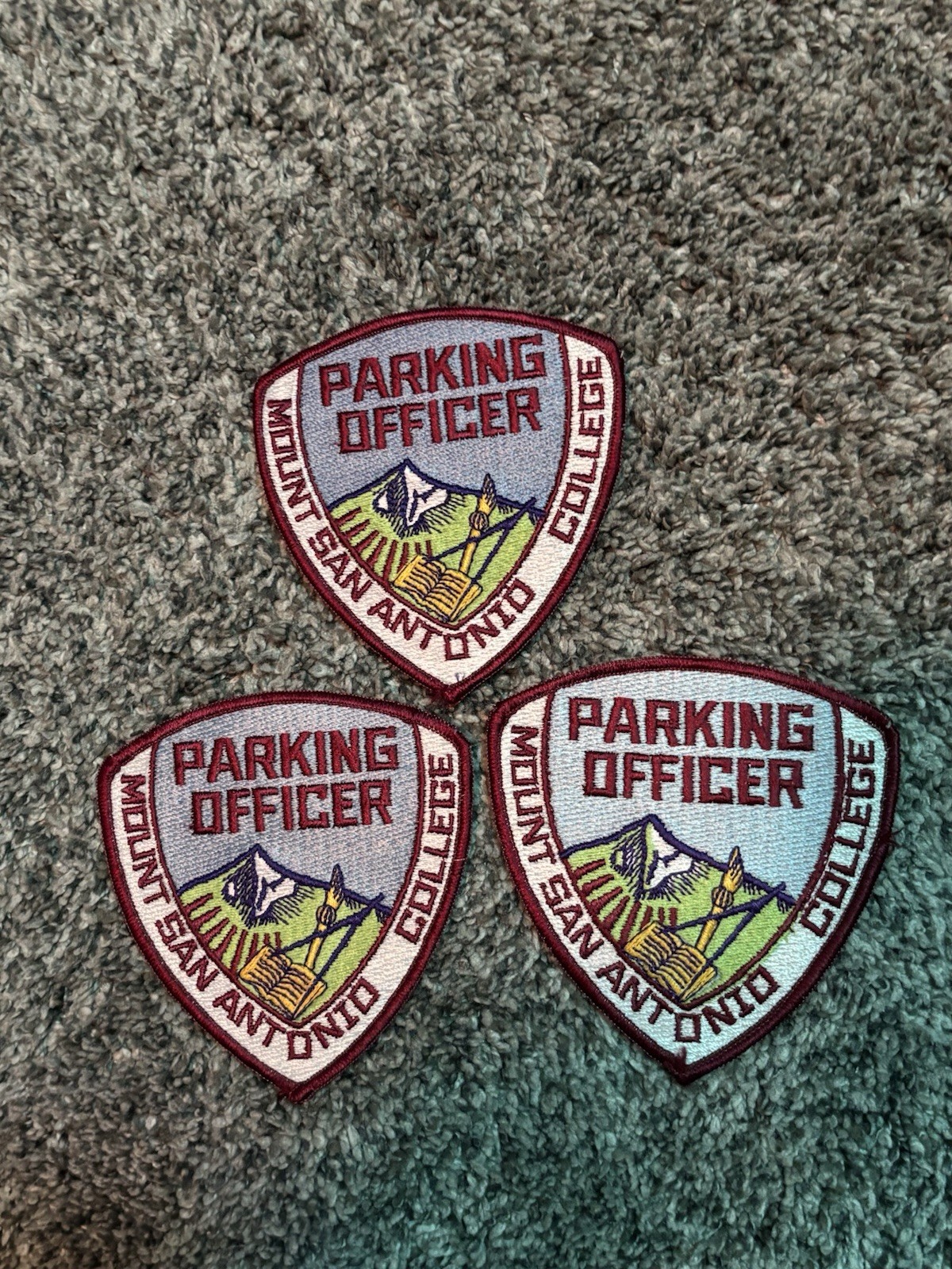 THREE CALIFORNIA MOUNT SAN ANTONIO COLLEGE PARKING OFFICER PATCHES LOS ANGELES