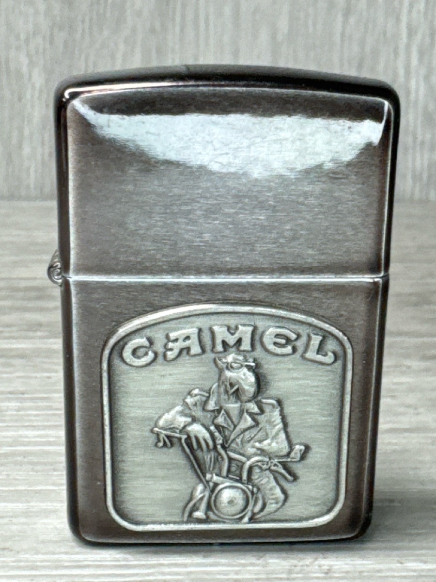 Vintage 1992 Camel Tombstone Biker Joe Pewter Emblem Zippo Lighter (A1D035381)