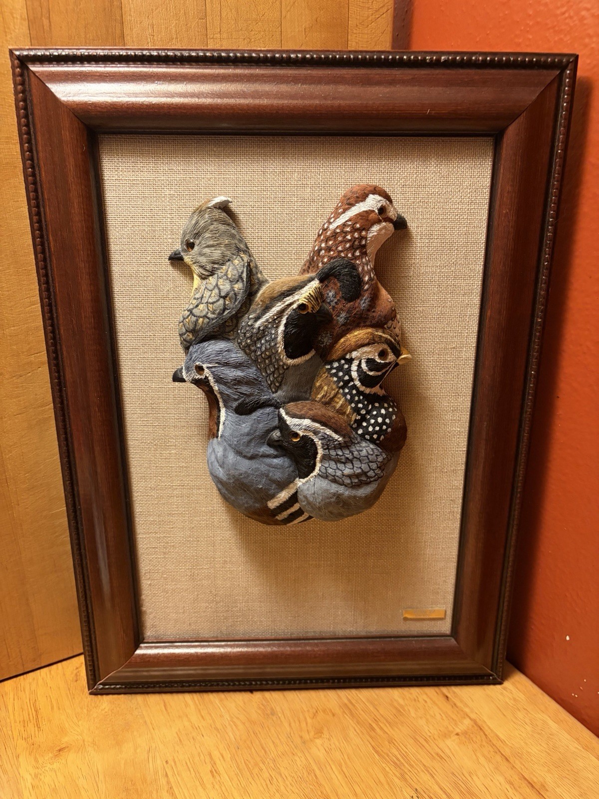 Vintage  McAnaly 3D resin quail bird wall plaque relief 15in #124/300.