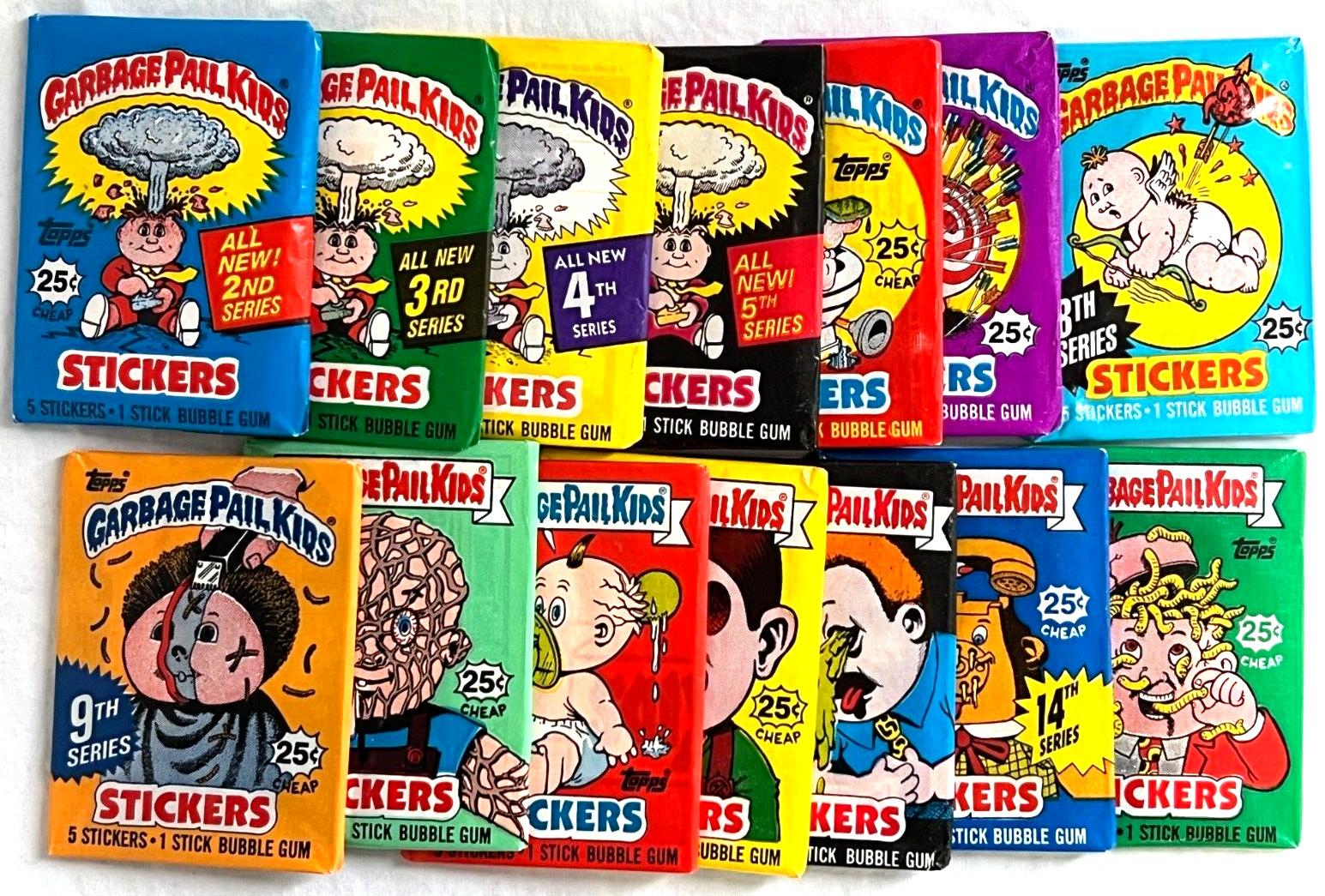 14 x Topps Garbage Pail Kids Original 2nd-15th Series GPK Wax Packs Set OS2-OS15