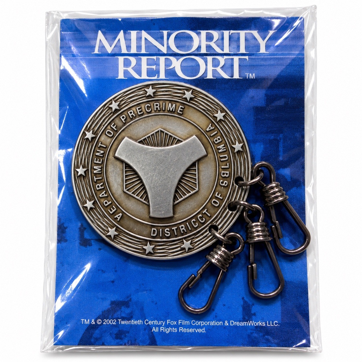 Minority Report 2002 Movie Promo Keychain Precrime Badge Metal Triple Clip