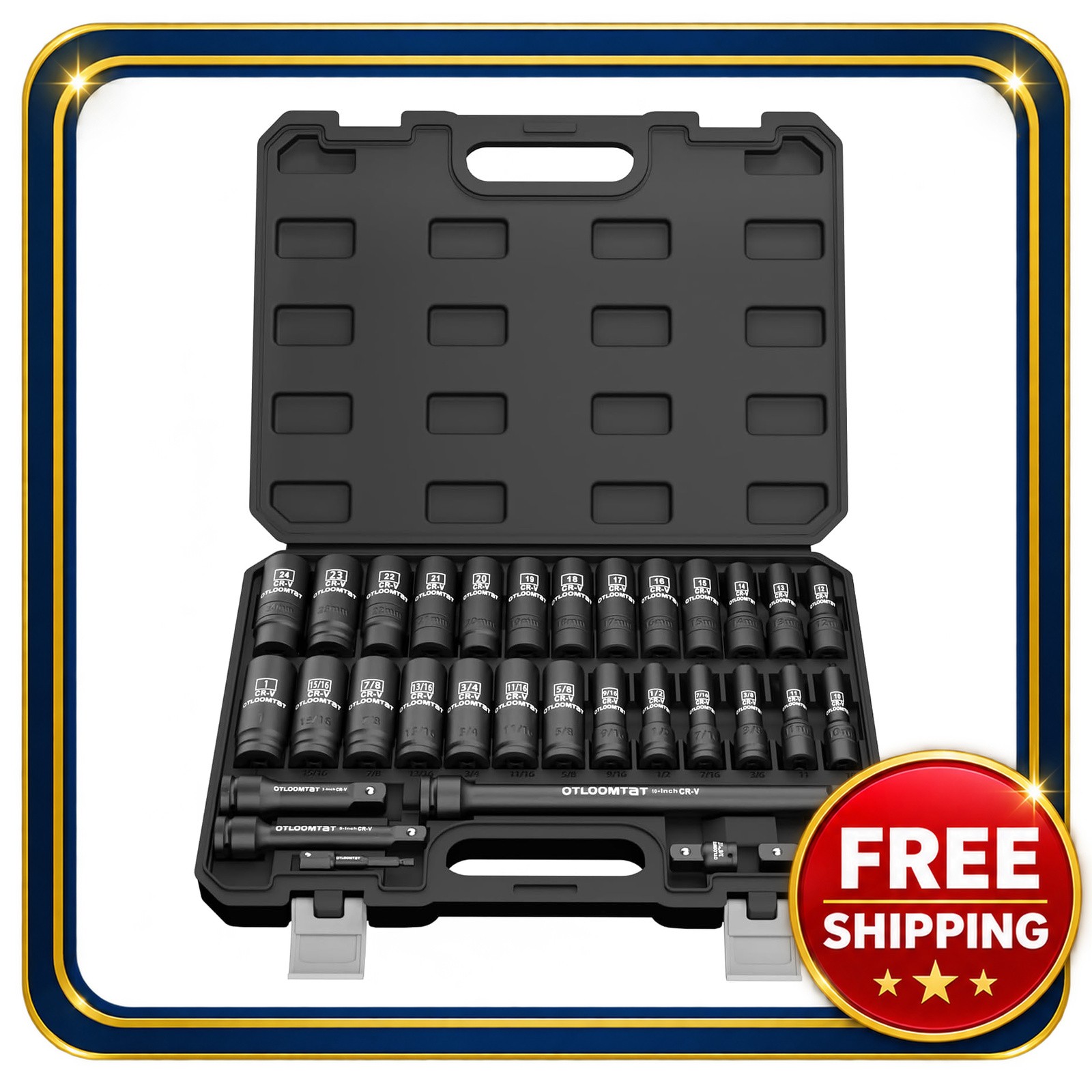 Impact Socket Set 32 Pieces 1/2 Inch Drive SAE Metric Deep Sockets Impact Socket Set 32 Pieces 1/2 Inch Drive SAE Metric Deep Sockets