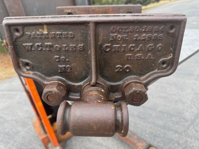 Antique Vintage W. C. Toles No. 20 Quick Acting Release Woodworking Vise 1894-98