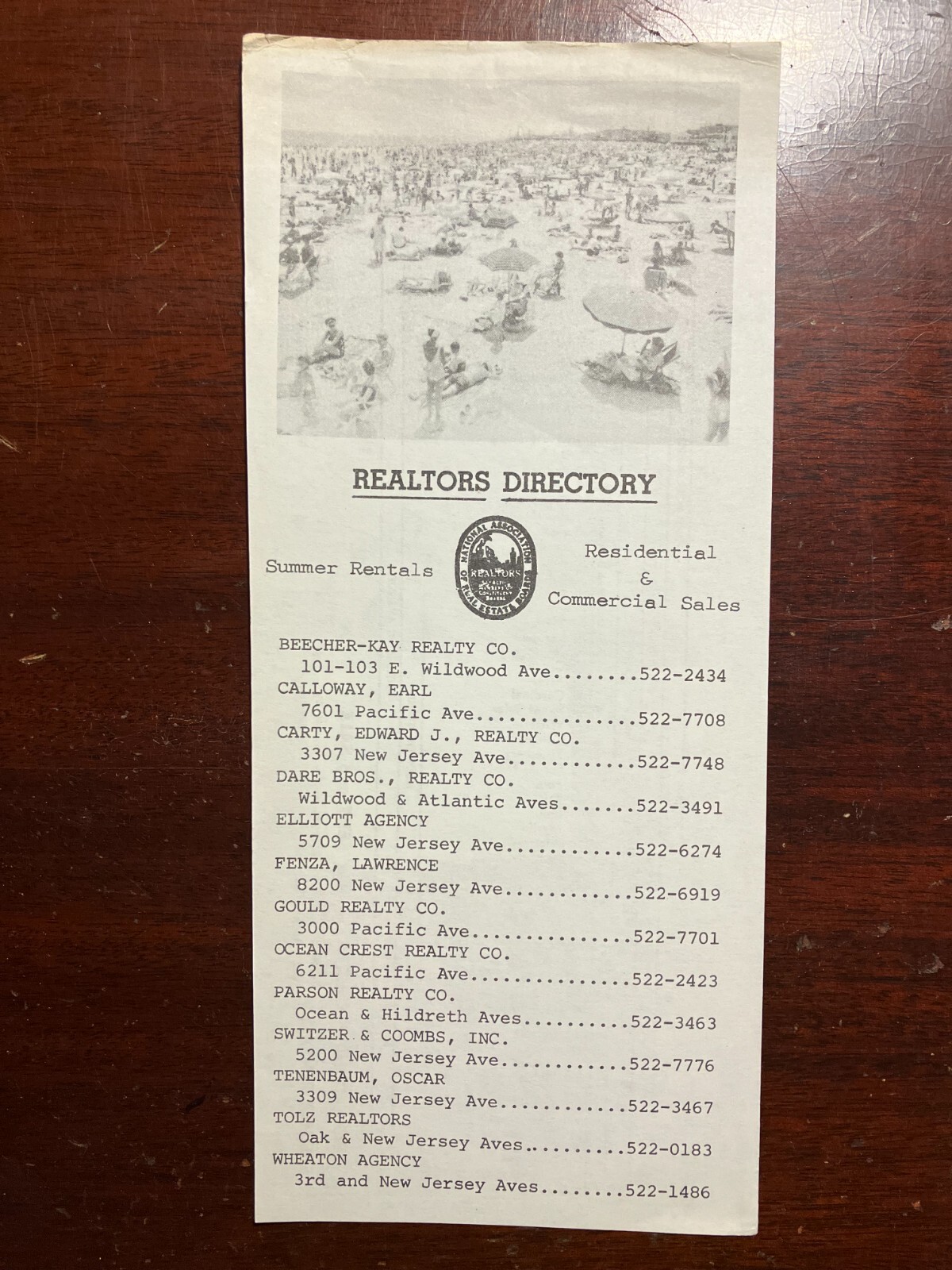 Realtors Directory Summer Rentals Wildwood New Jersey NJ Vtg Flier