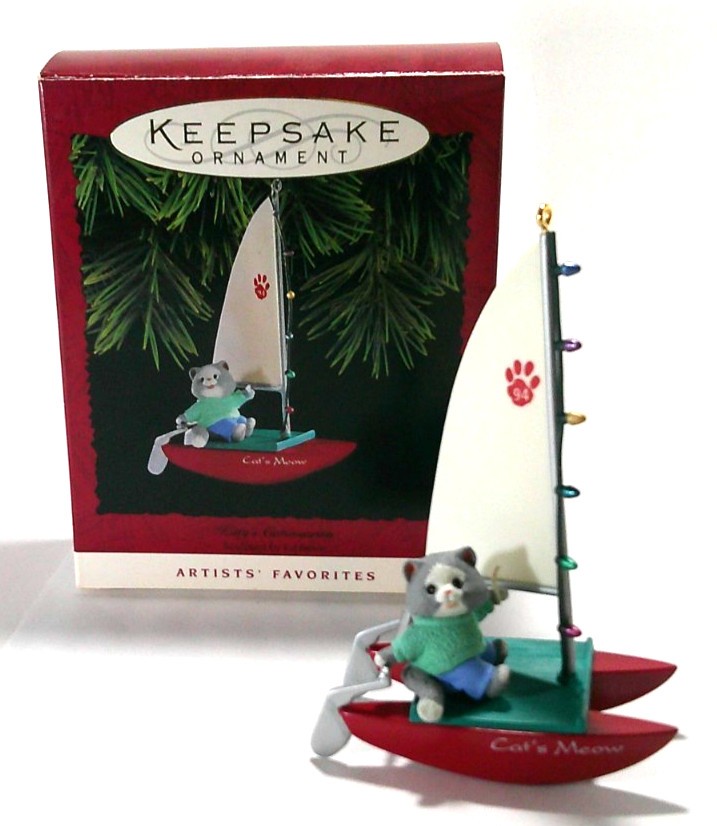 Vtg Kitty Cat on Boat named Cat's Meow KITTY'S CATAMARAN Hallmark Ornament 1994 Vtg Kitty Cat on Boat named Cat's Meow KITTY'S CATAMARAN Hallmark Ornament 1994