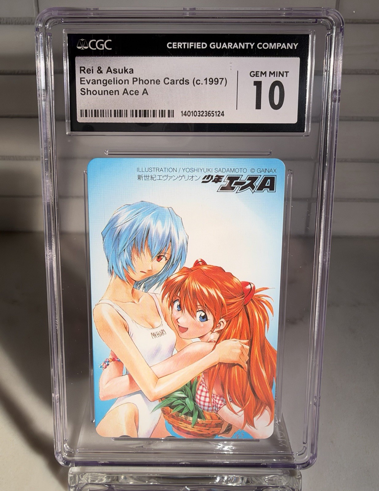 Neon Genesis Evangelion Rei & Asuka 1997 Shonen Ace Phone Card CGC 10 Japanese