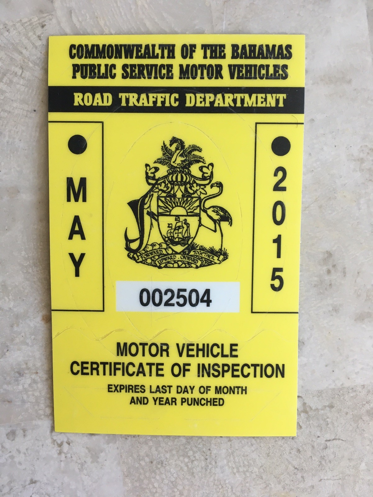 Extremely Rare BAHAMAS MOYOR VEHICLE INSPECTION WINDSHIELD STICKERS, MINT COND. Extremely Rare BAHAMAS MOYOR VEHICLE INSPECTION WINDSHIELD STICKERS, MINT COND.