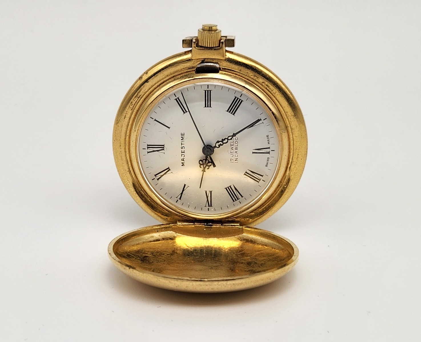Vintage MAJESTIME 17 Jewels Incabloc Mechanical Wind-up Pocket Watch FRANCE