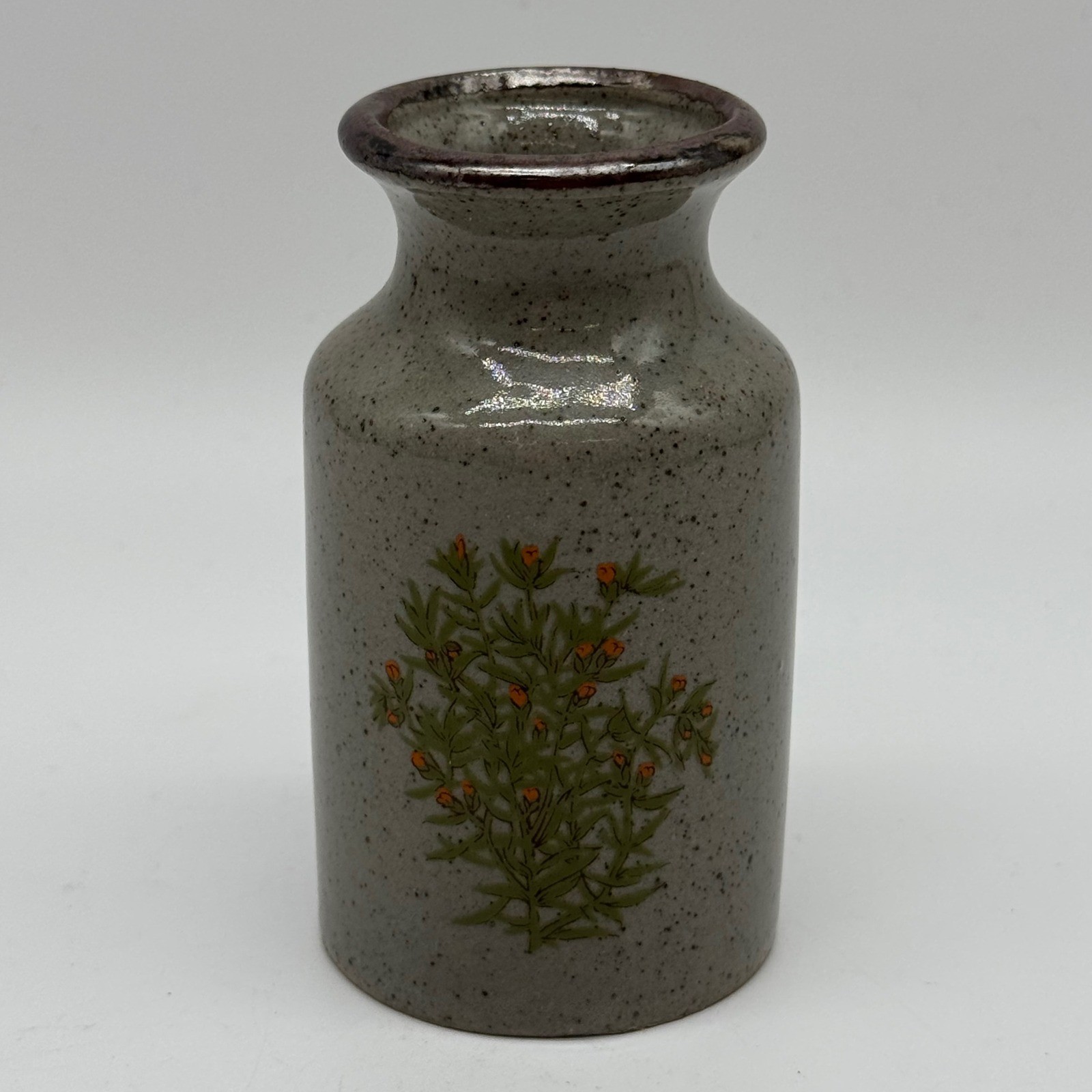 Vintage Takahashi Japan Speckled Stoneware Bud Vase Orange Wildflower Herb Retro Vintage Takahashi Japan Speckled Stoneware Bud Vase Orange Wildflower Herb Retro