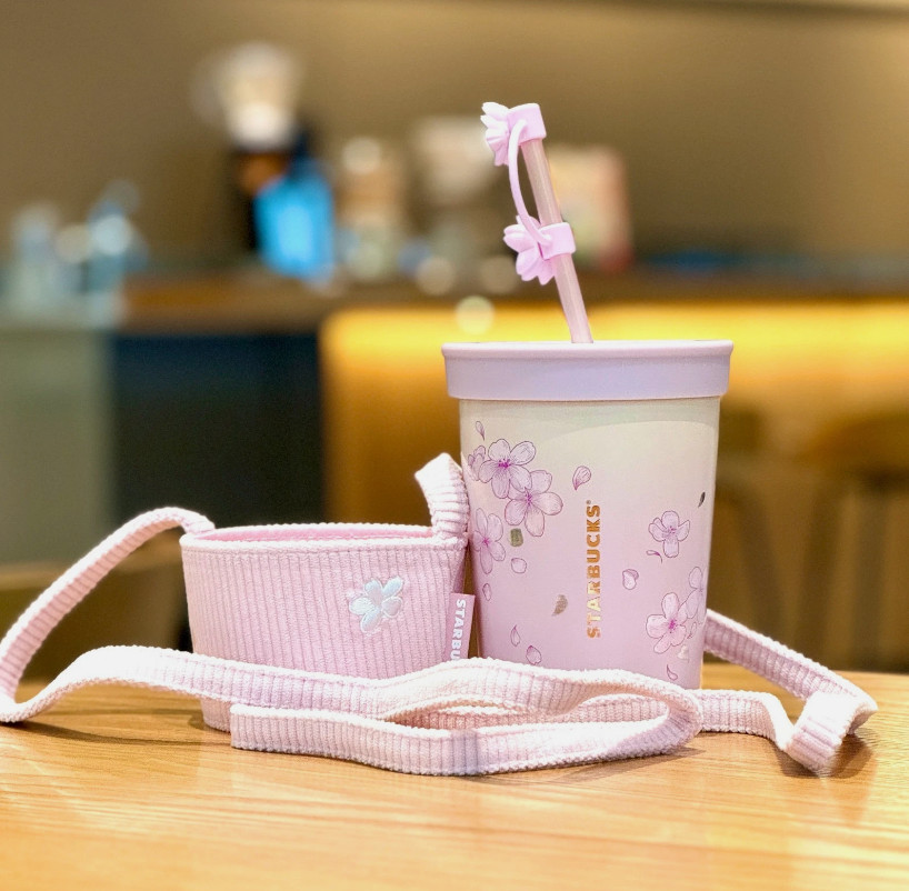 New 2024 China Starbucks Spring Pink Sakura 12oz SS Straw Cup With Cup Sleeve New 2024 China Starbucks Spring Pink Sakura 12oz SS Straw Cup With Cup Sleeve